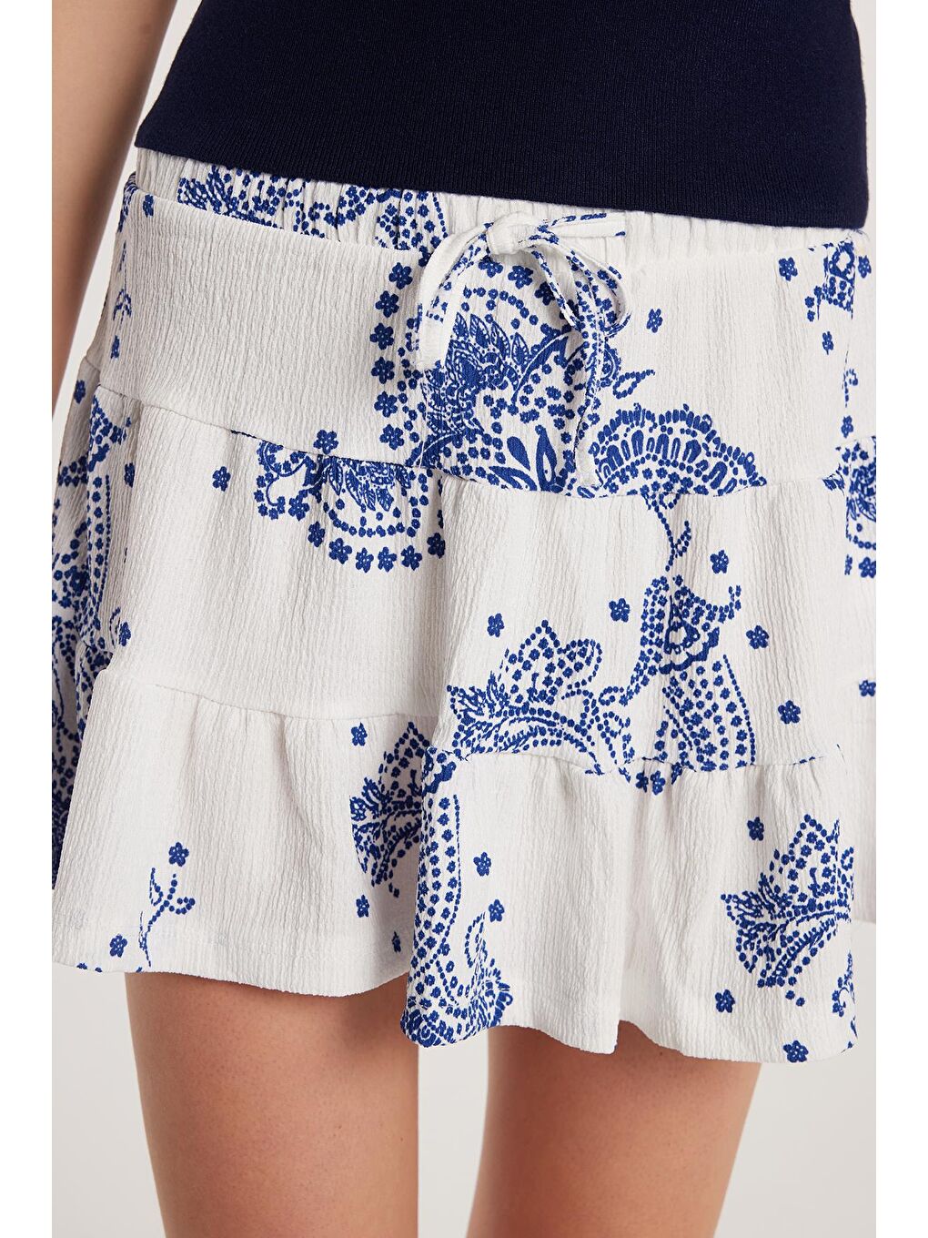 Karışık Kadın Regular Fit Desenli Gofre Etek-2