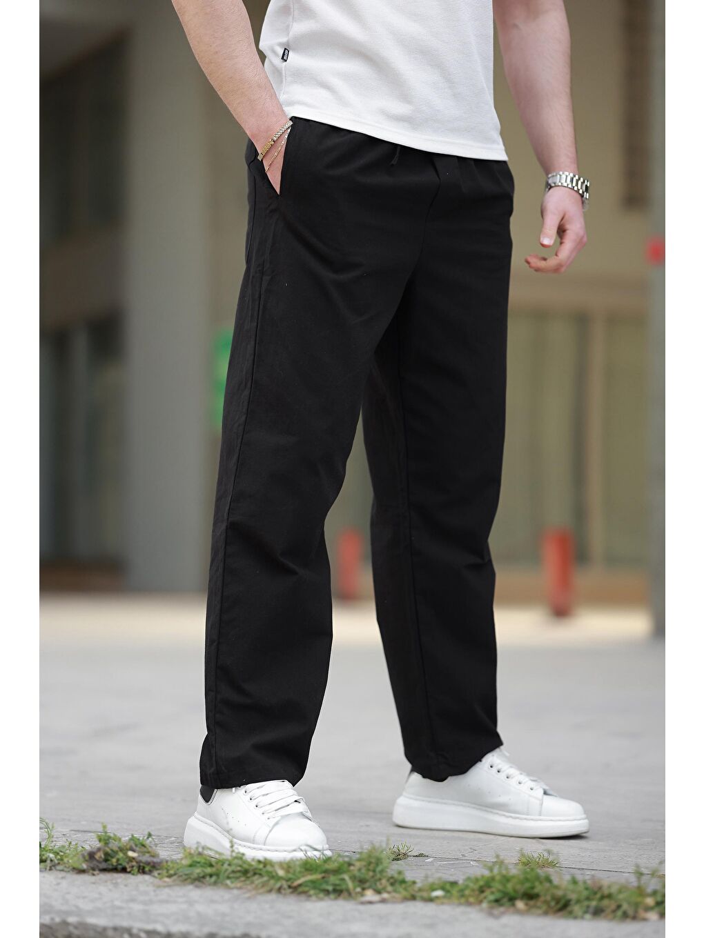 Siyah Rahat Kesim Erkek Pantolon E6561-2