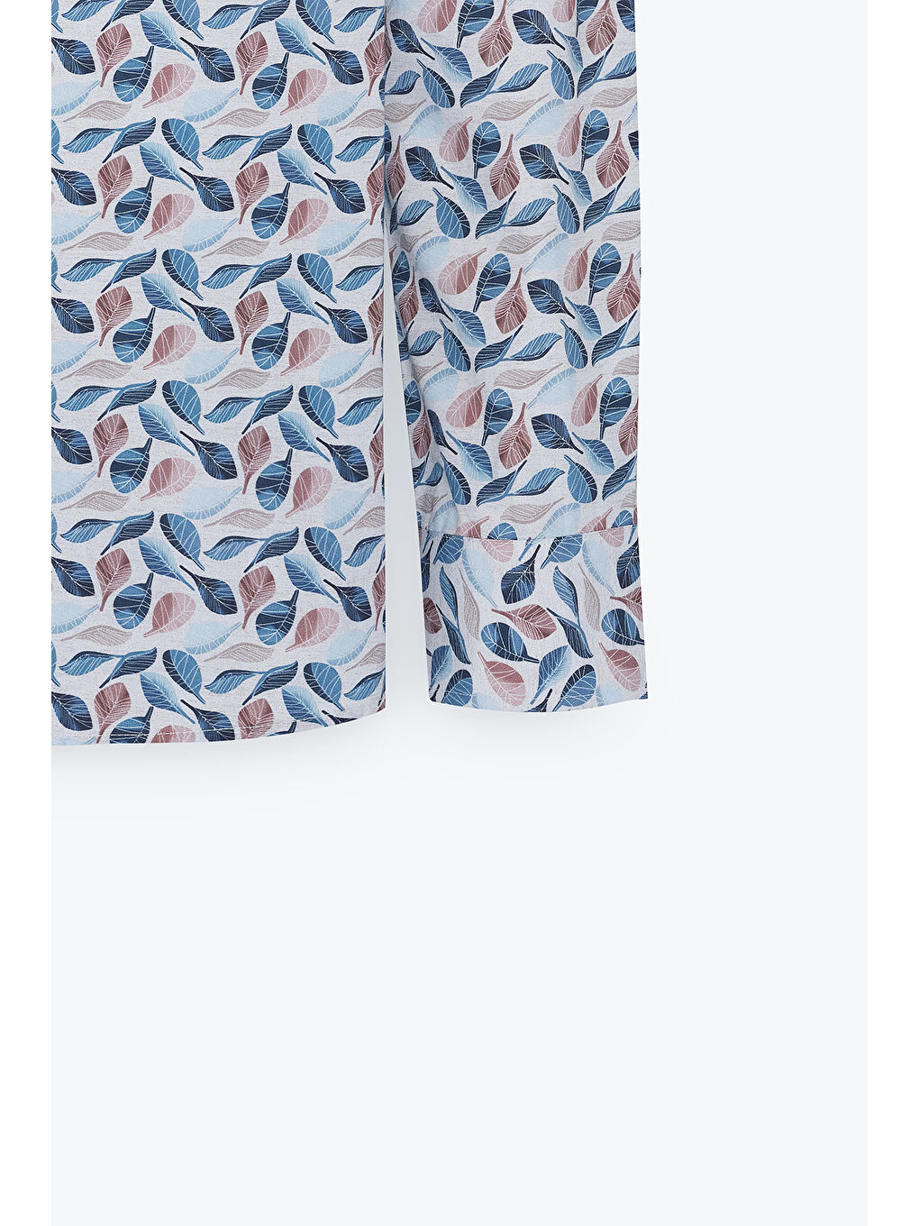 Erkek Bej-Mavi %100 Pamuk Dar Kesim Düğmeli Yaka Baskılı Gömlek-7