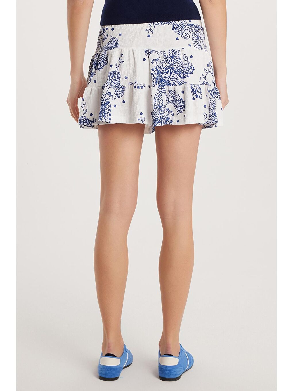 Karışık Kadın Regular Fit Desenli Gofre Etek-4