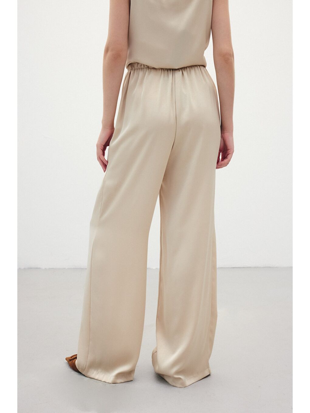 Bağcıklı Salaş Pantolon - Bej-4