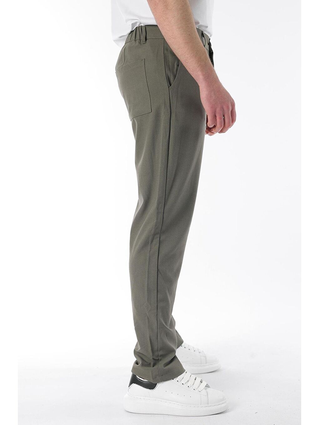 Haki Regular Fit Düz Kesim Yan Cepli Erkek Pantolon 6540-2
