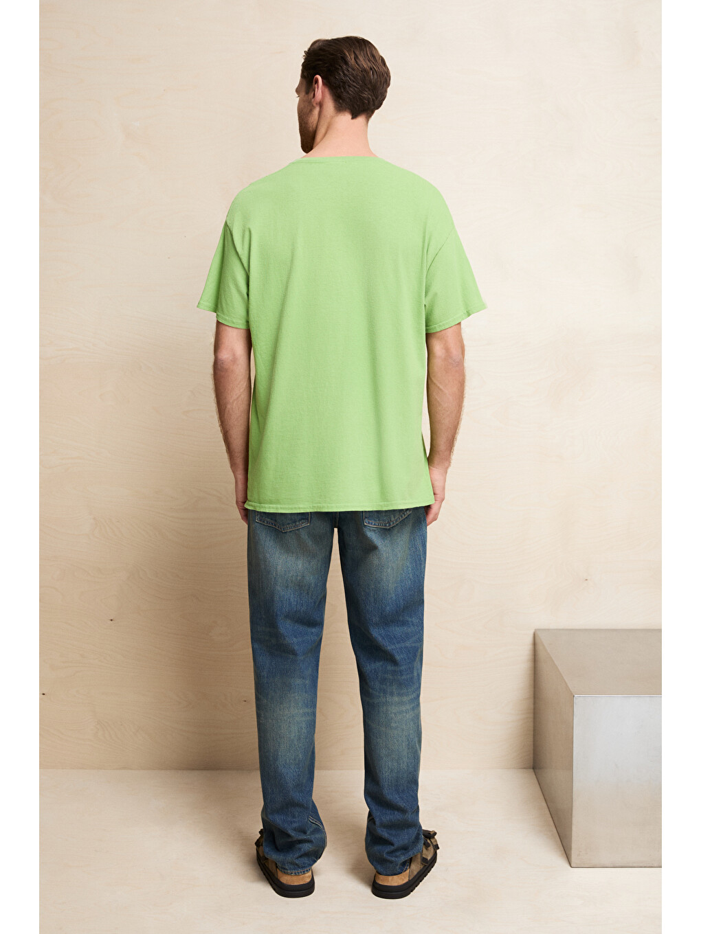Yeşil SAMANTHO Erkek Yumuşak Ve Organik Pamuklu Yıkamalı Baskı Detaylı YEŞİL T-Shirt-4
