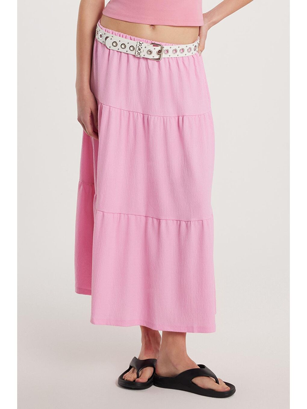Kadın Regular Fit Pamuklu Düz Pembe Etek