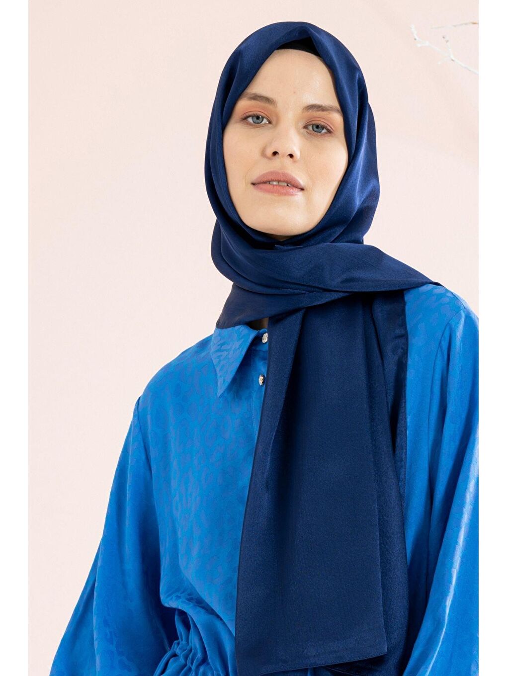 Lacivert Kadın Kırışmaz Janjan Şal 185*70 Cm
