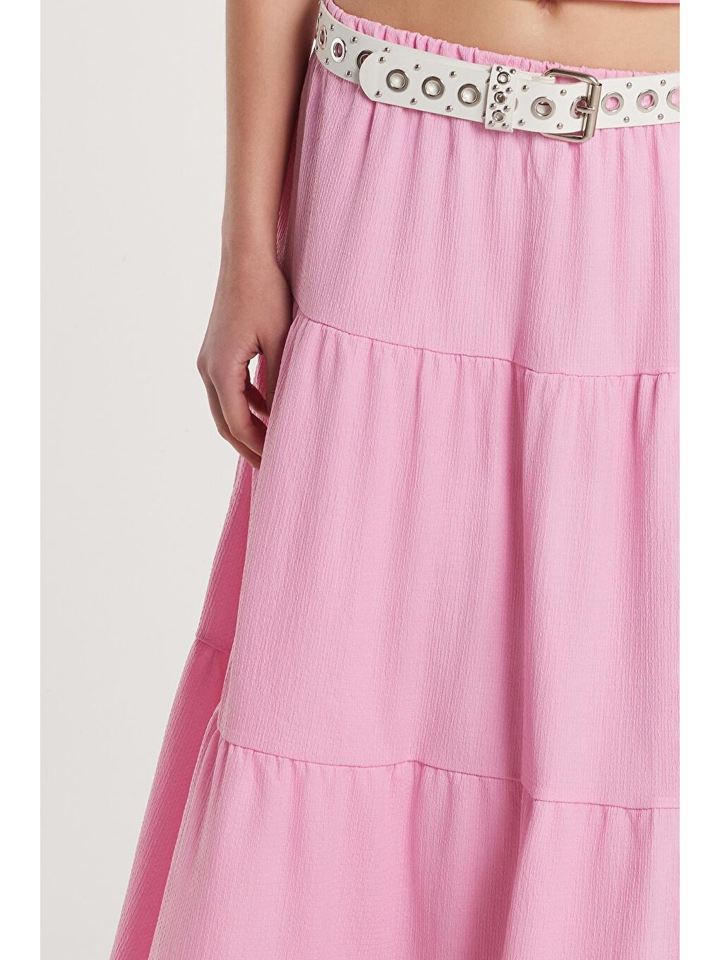 Kadın Regular Fit Pamuklu Düz Pembe Etek-2