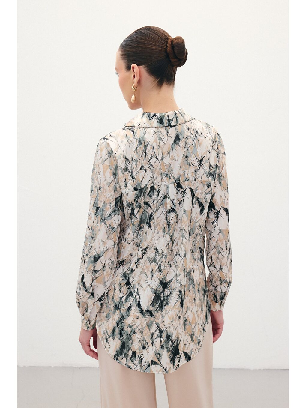 Klasik Desenli Gömlek - Haki-6