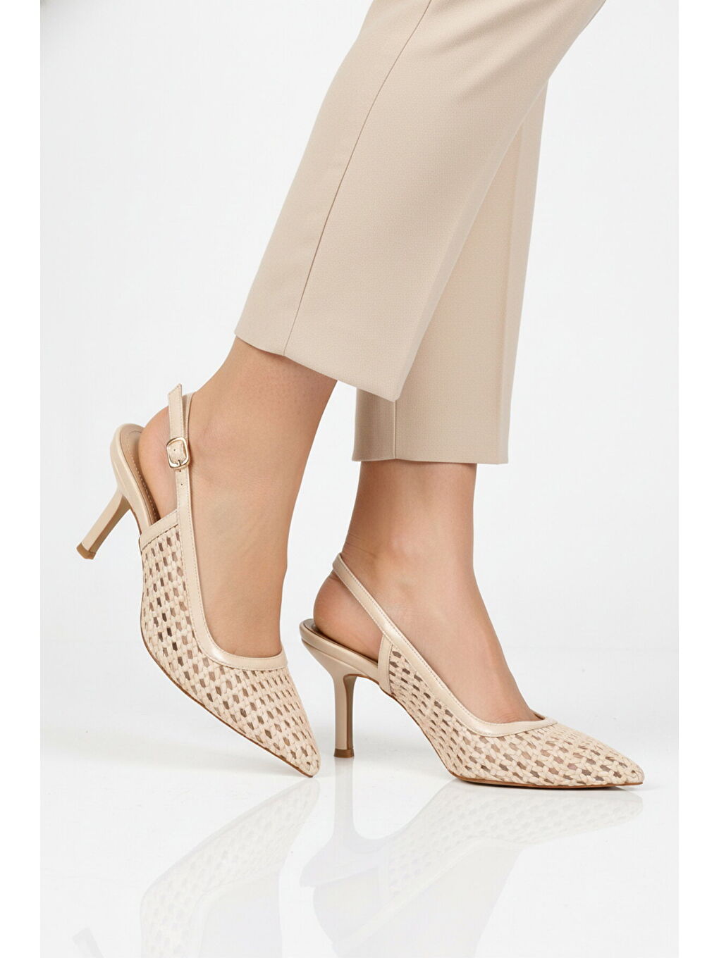 Bej Kadın İnce Topuklu Abiye Ayakkabı 658248 Z