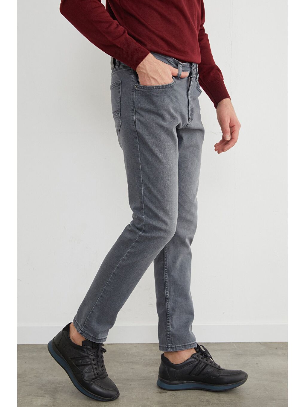 Gri Regular Fit Normal Bel Jean-3