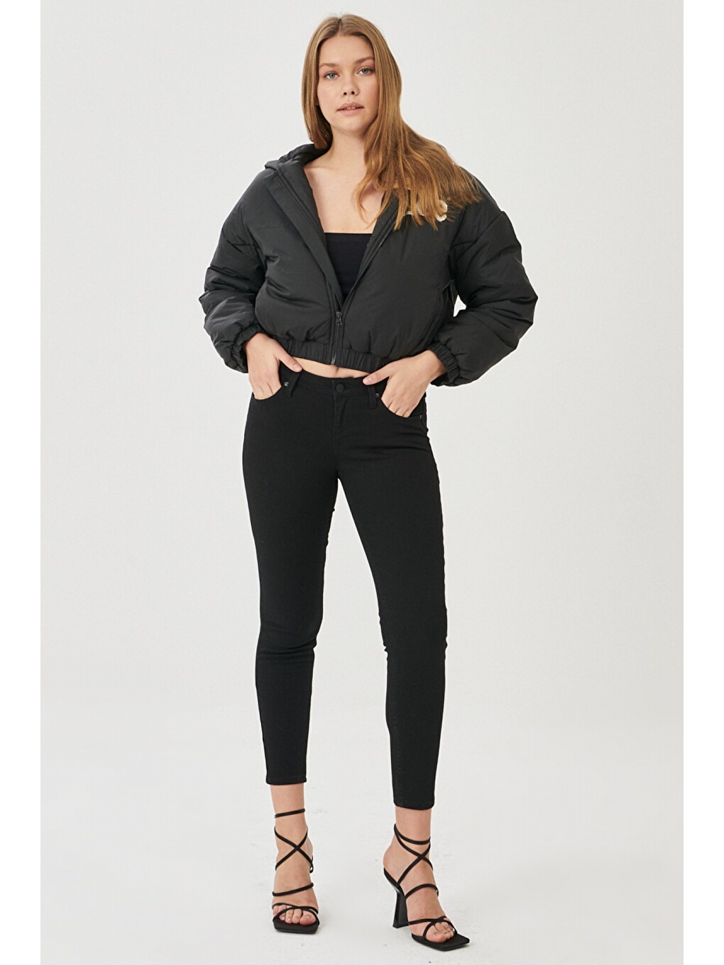 Siyah Scarlett Skinny Fit Denim Esnek Jean Jean Pantolon-1