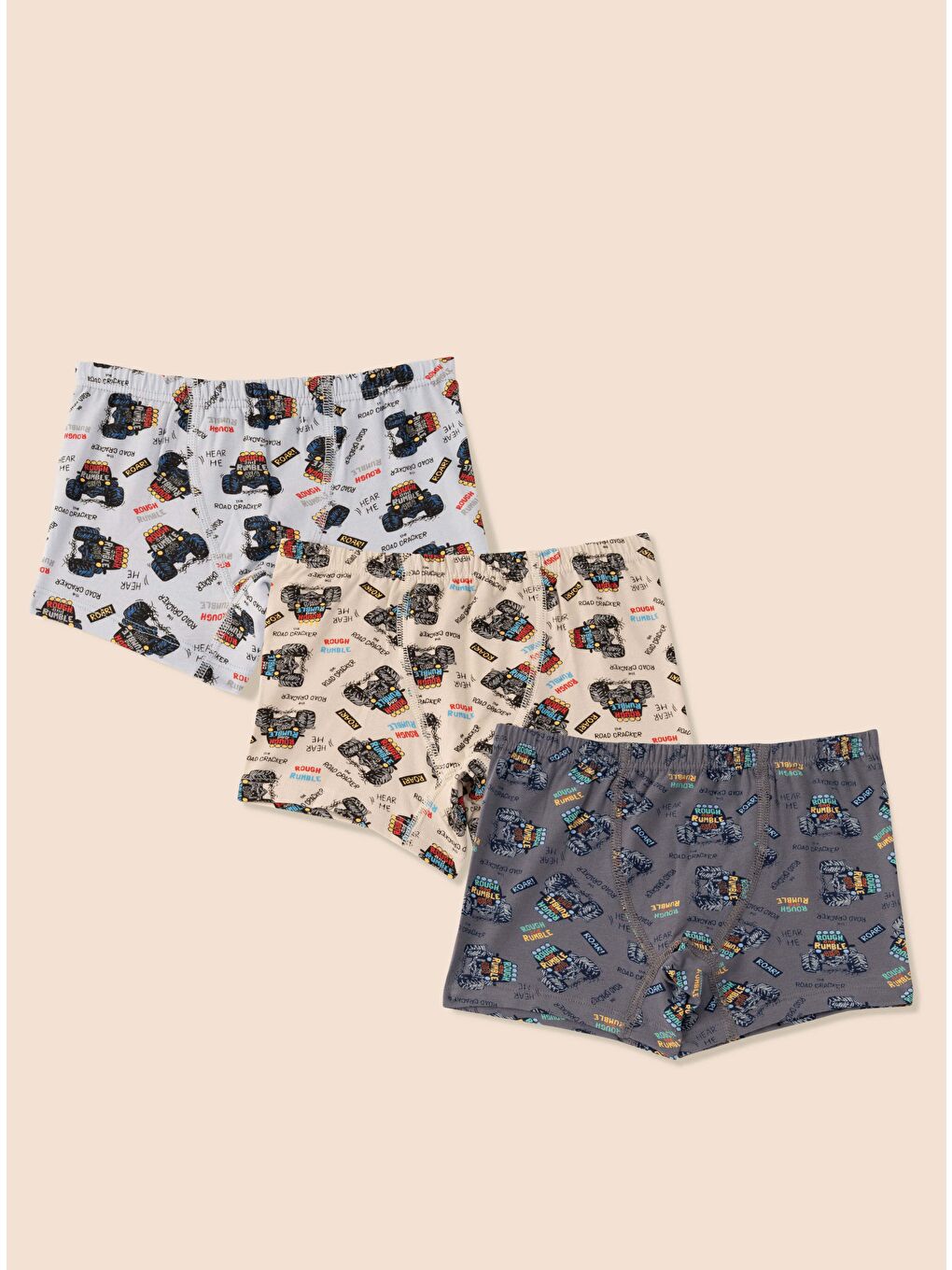 Mavi Erkek Çocuk Organik Pamuklu Elastanlı Boxer Araba Empirme 6 lı Paket