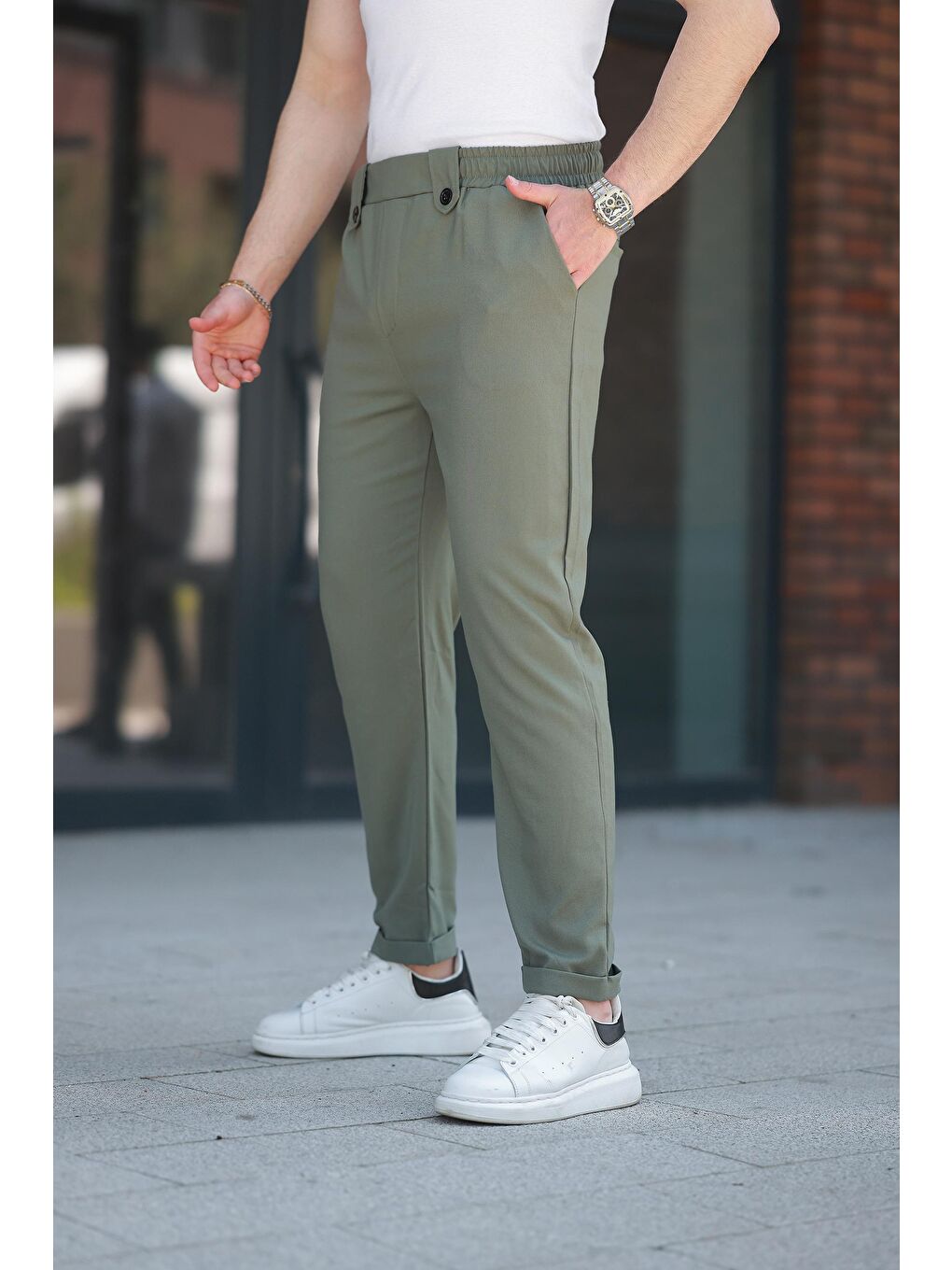 Çağla Yeşili Regular Fit Erkek Pantolon E6574