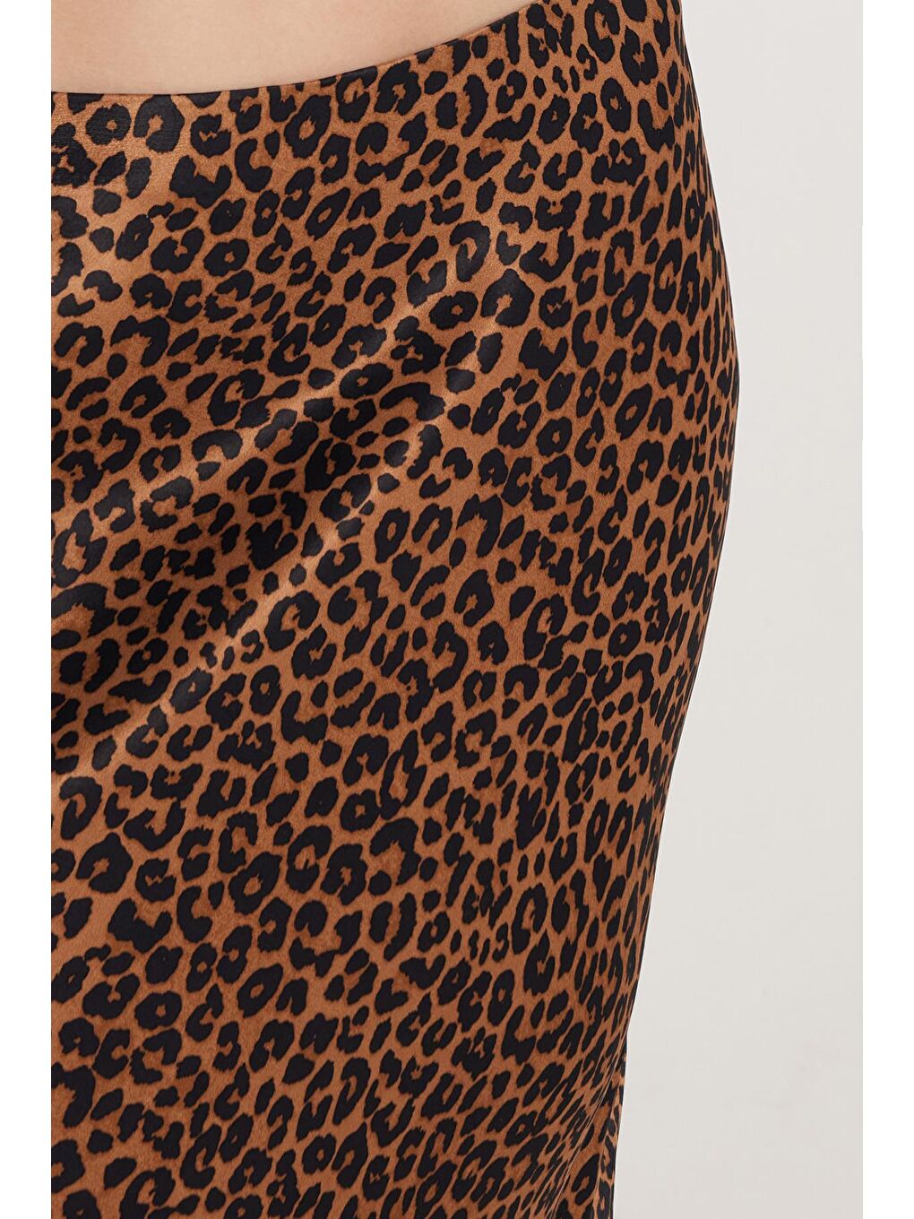 Kahverengi Kadın Standart Fit Lastikli Baskılı Etek-2