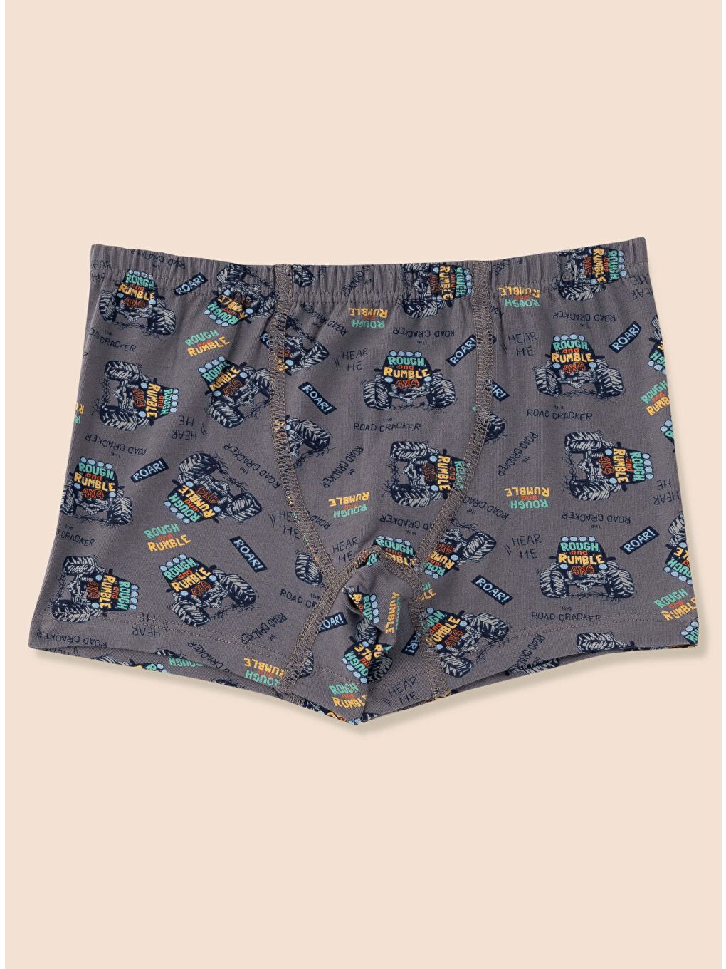 Mavi Erkek Çocuk Organik Pamuklu Elastanlı Boxer Araba Empirme 6 lı Paket-3