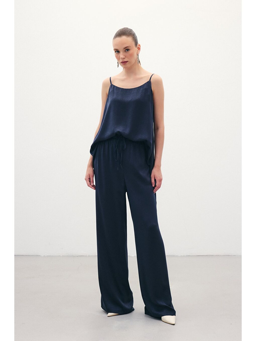 Bağcıklı Salaş Pantolon - Lacivert-2