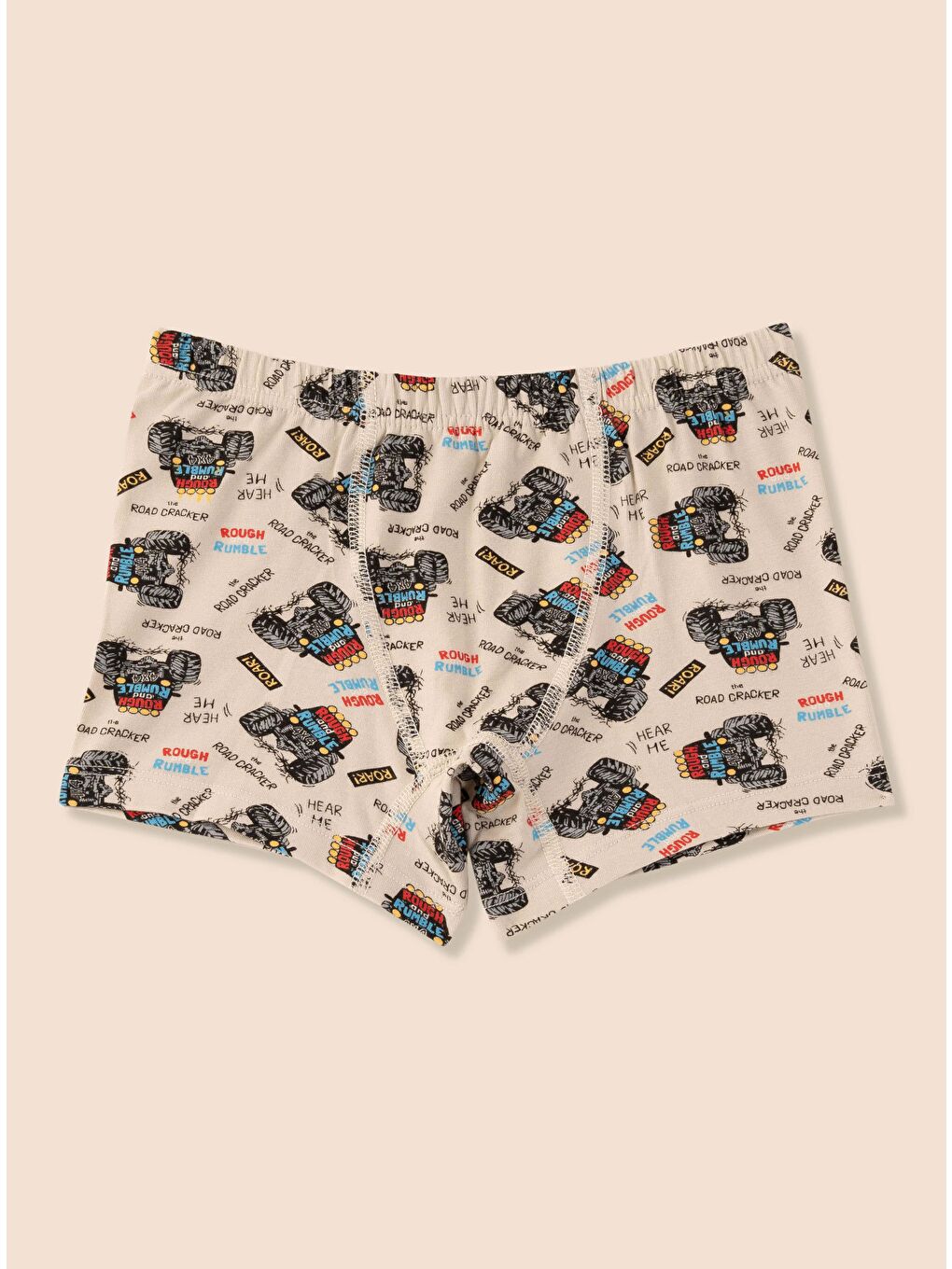 Mavi Erkek Çocuk Organik Pamuklu Elastanlı Boxer Araba Empirme 6 lı Paket-5