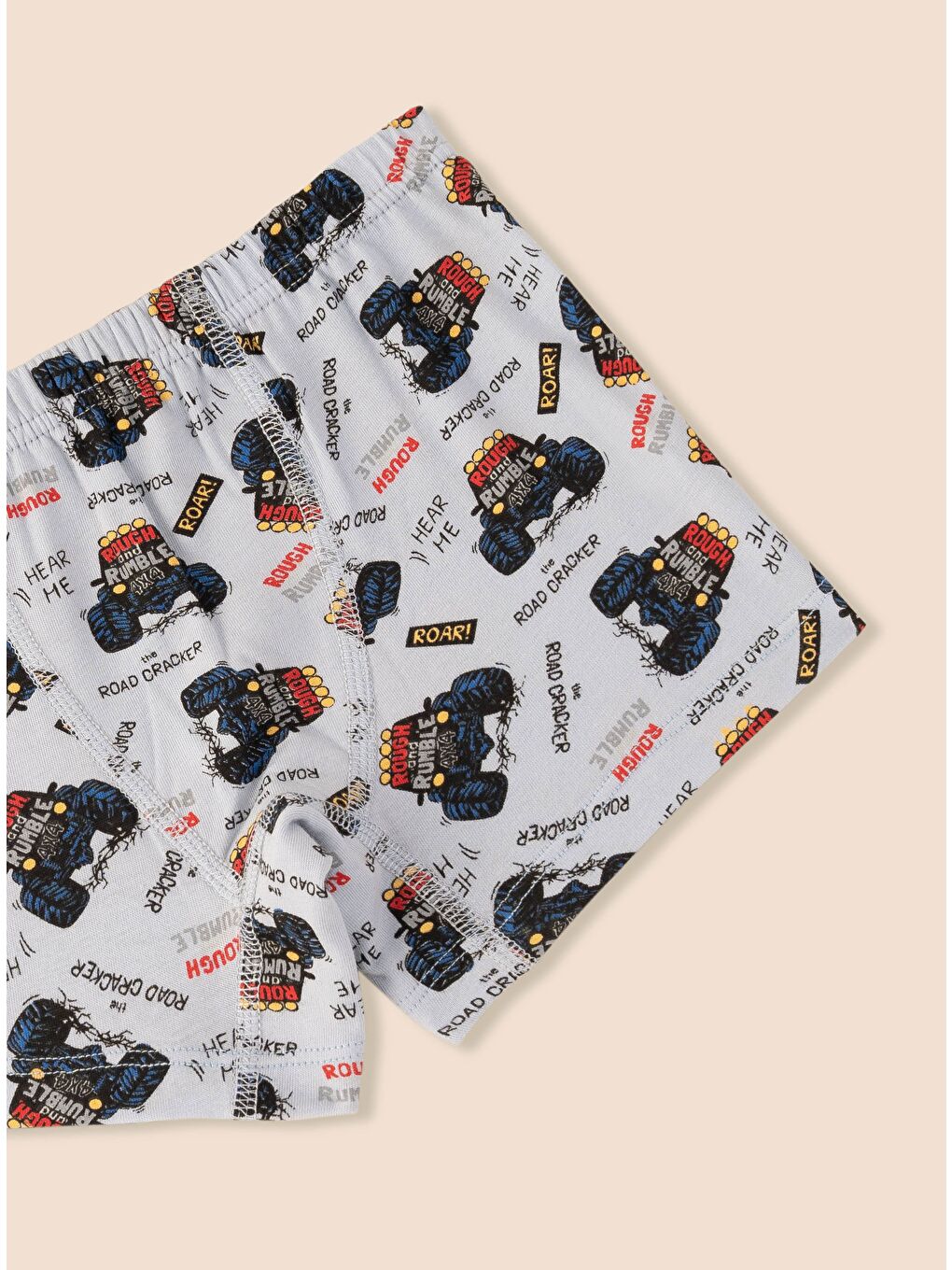 Mavi Erkek Çocuk Organik Pamuklu Elastanlı Boxer Araba Empirme 6 lı Paket-6