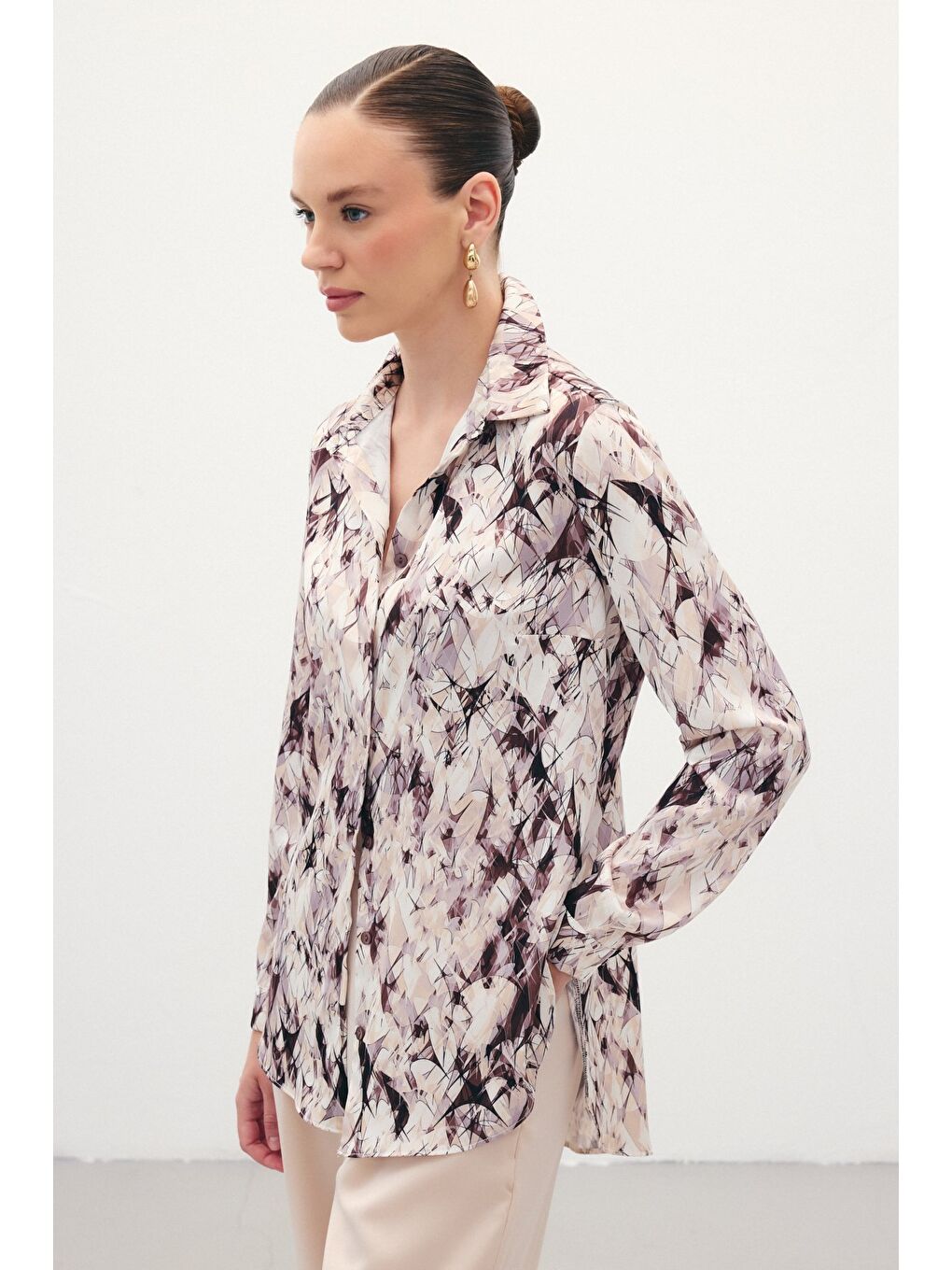 Kahverengi Klasik Desenli Gömlek - Kahve