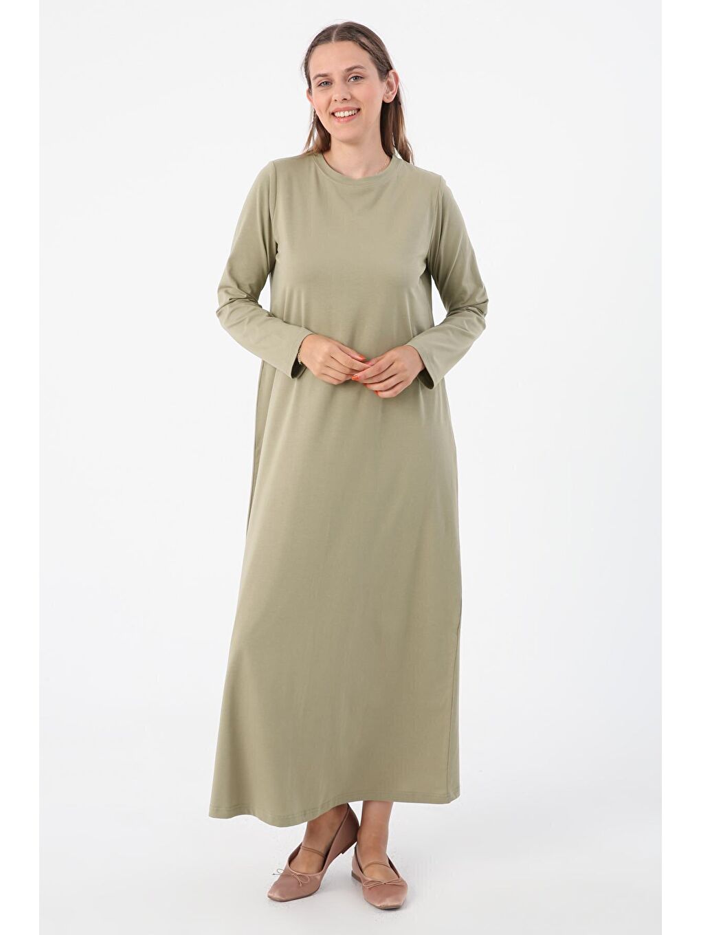 Yeşil Defne Uzun Kollu İçlik Elbise