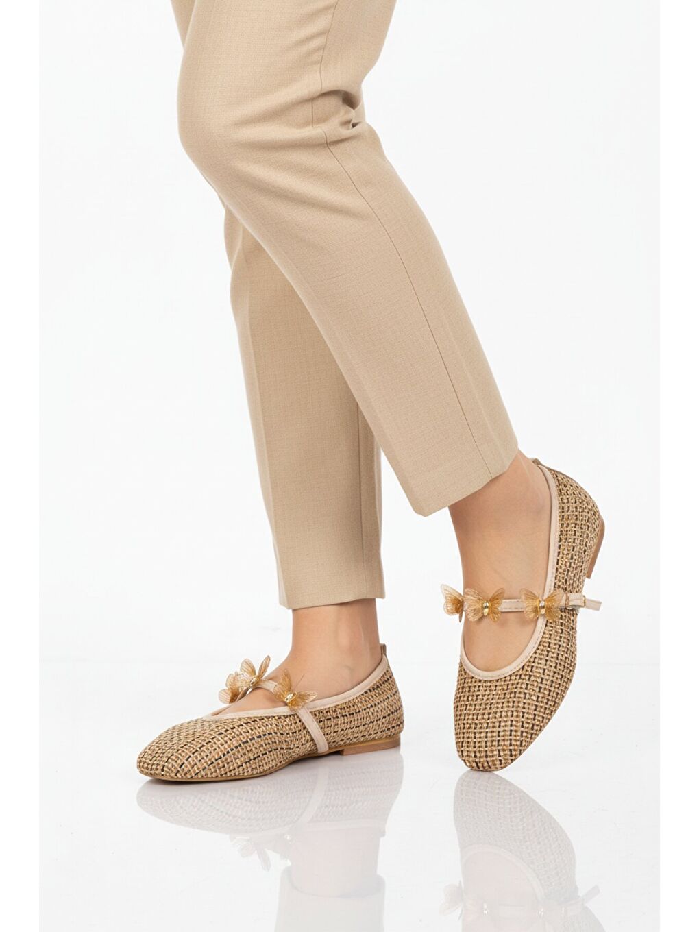Bej Hafif Tekstil Kadın Babet Ayakkabı 697144 Z