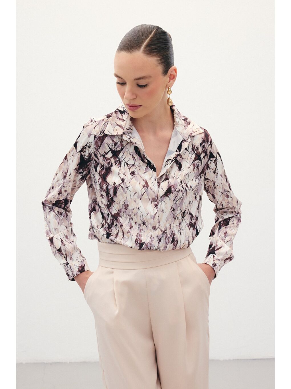 Kahverengi Klasik Desenli Gömlek - Kahve-1