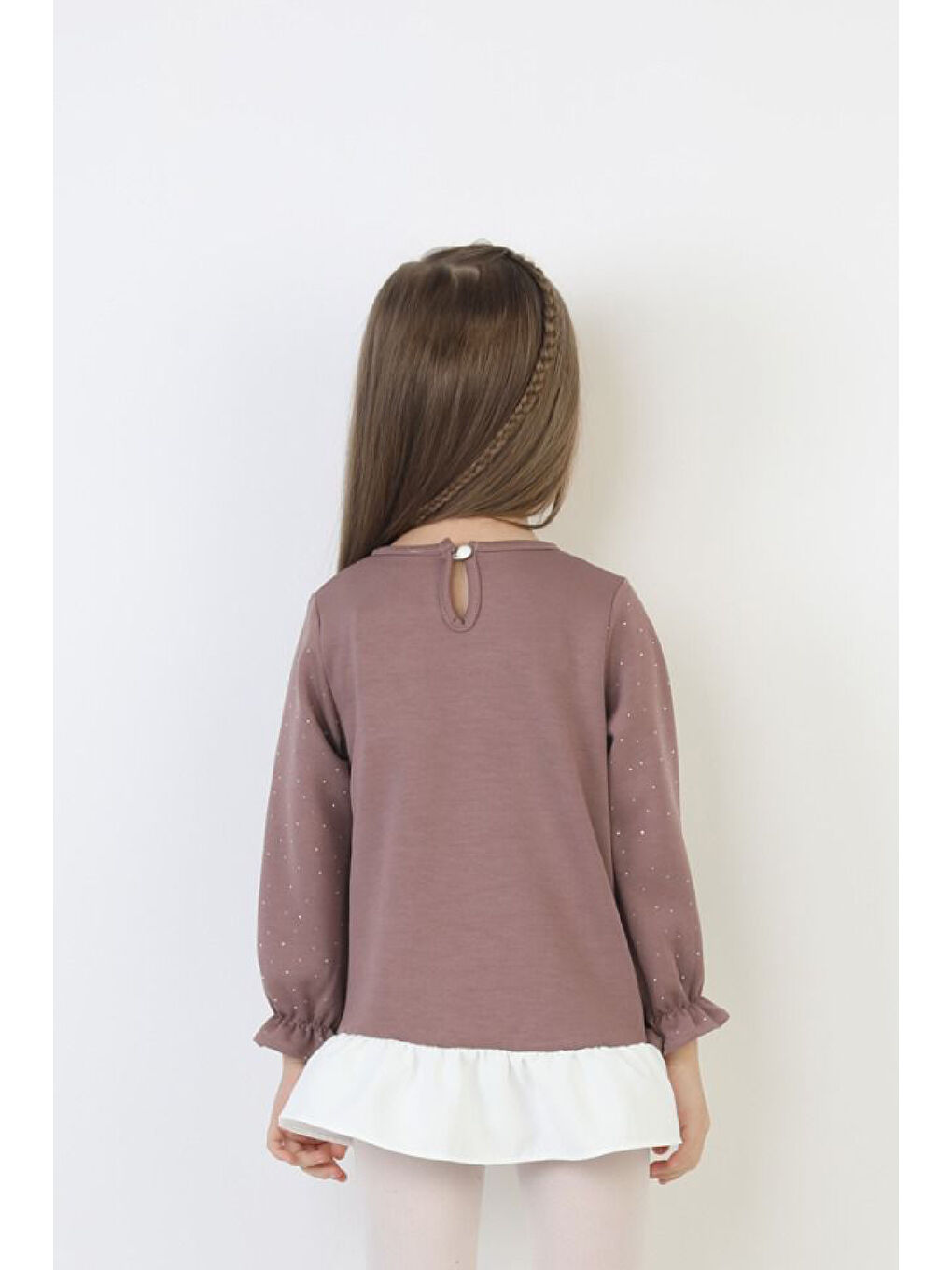 Pembe Kız Çocuk Tunik Tarz Elbise Taş Süslemeli ve Fiyonklu 4-9 Yaş 12510-3