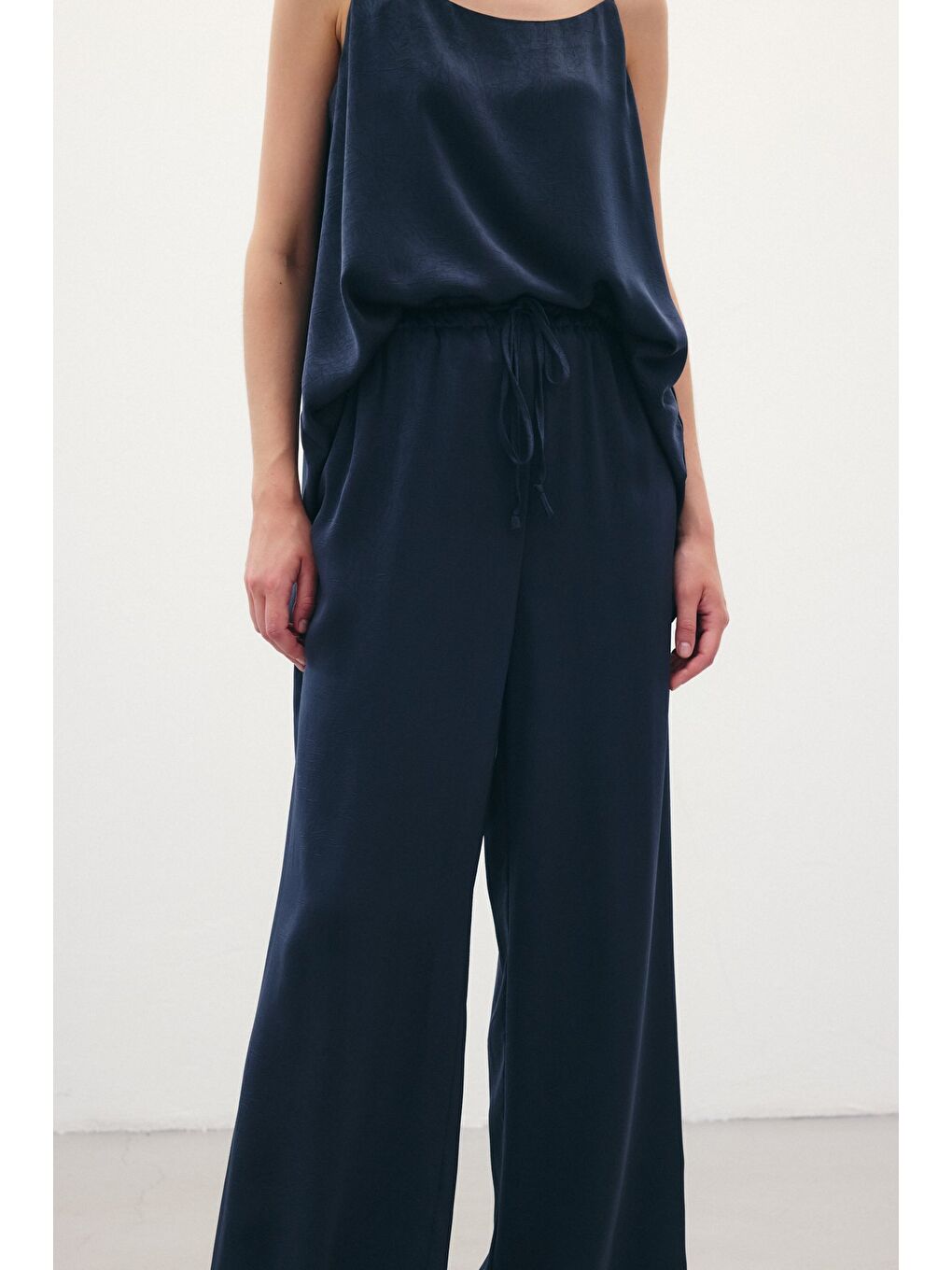 Bağcıklı Salaş Pantolon - Lacivert-6