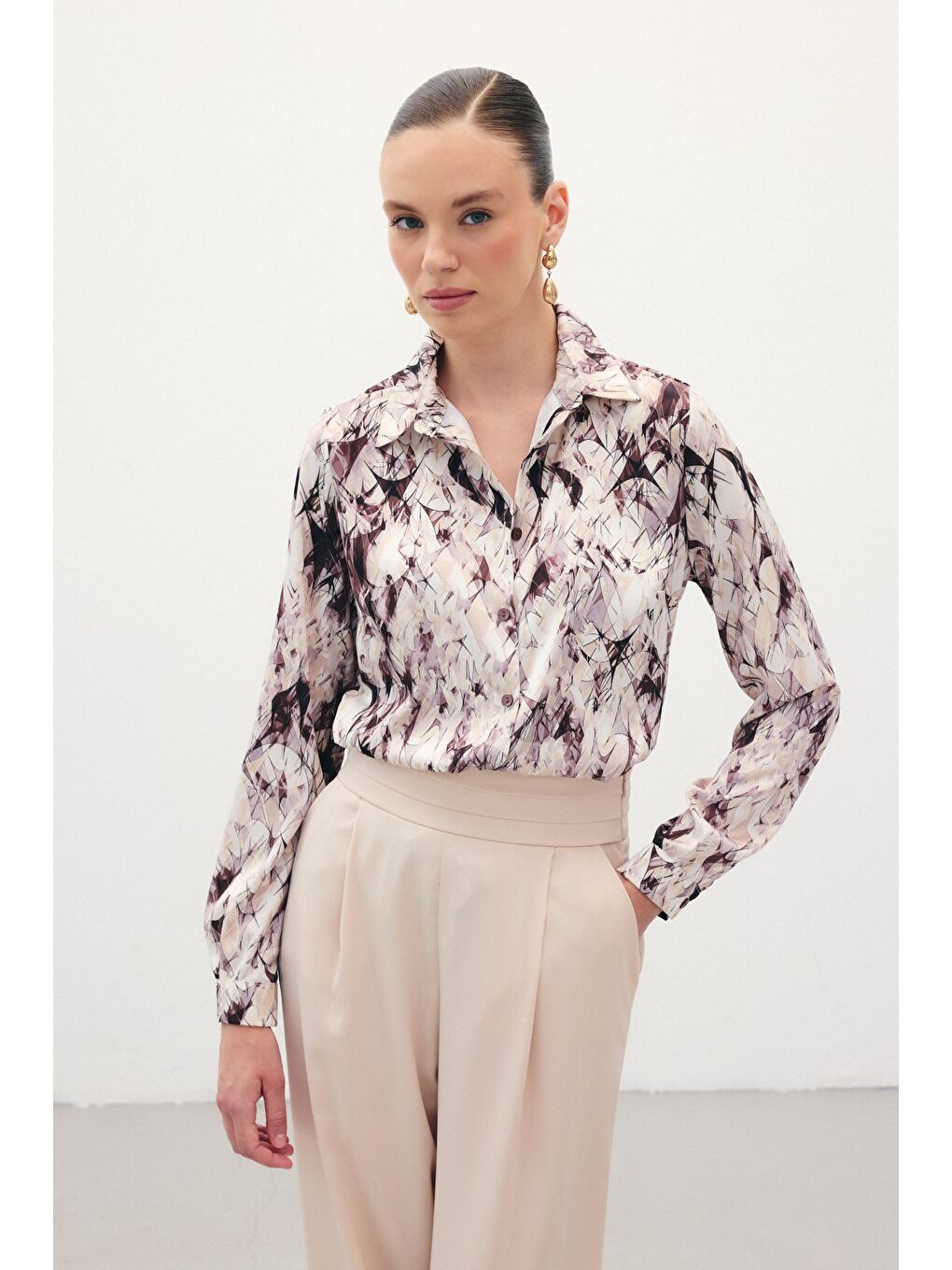 Kahverengi Klasik Desenli Gömlek - Kahve-2