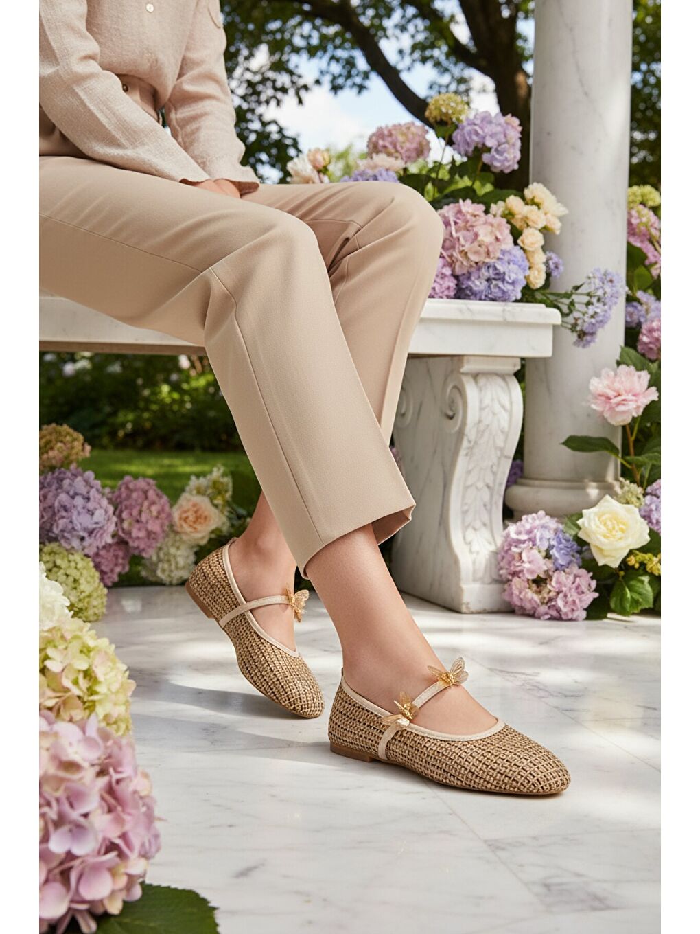 Bej Hafif Tekstil Kadın Babet Ayakkabı 697144 Z-2