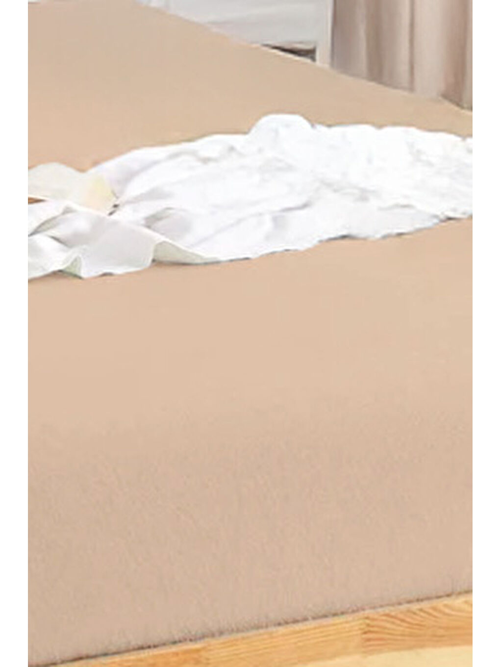 Penye Lastikli Çarşaf Pamuklu Jersey Çift Kişilik 160x200cm Bej-1