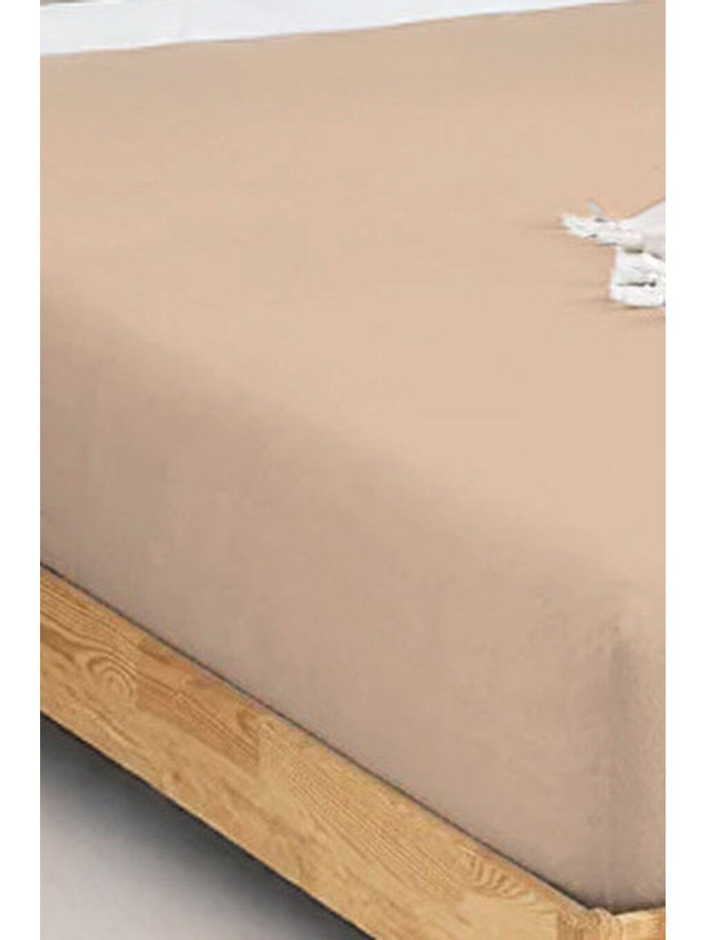 Penye Lastikli Çarşaf Pamuklu Jersey Çift Kişilik 160x200cm Bej-2