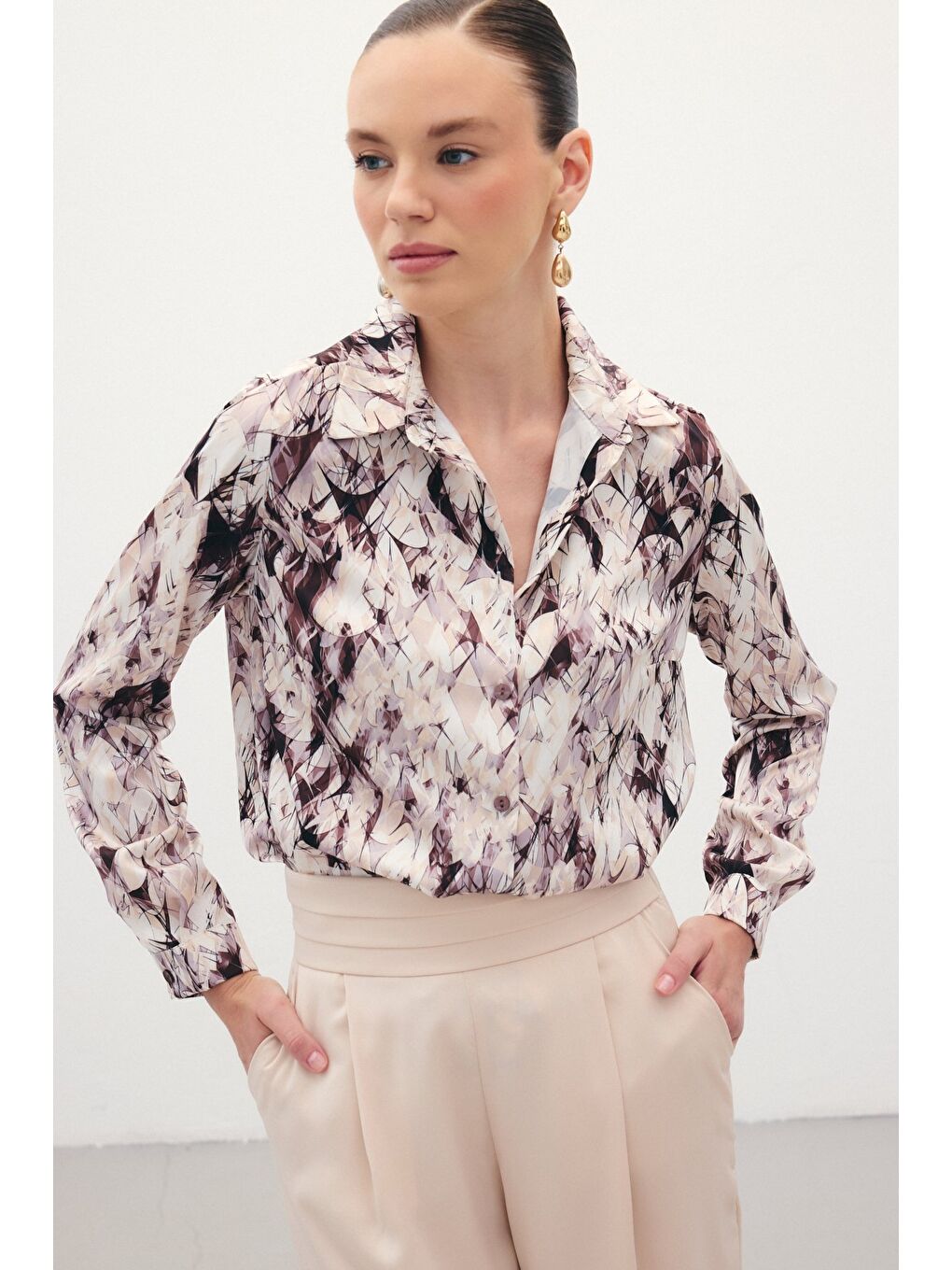 Kahverengi Klasik Desenli Gömlek - Kahve-3