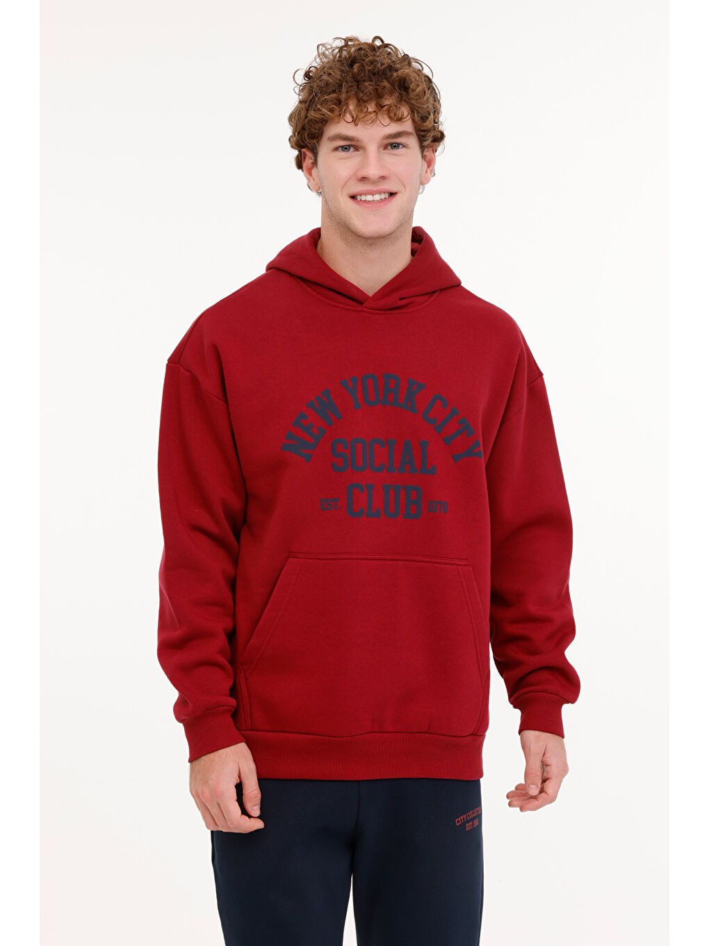 ML MIKE 17CTY112 4PR Bordo Erkek Kapüşonlu Sweatshirt