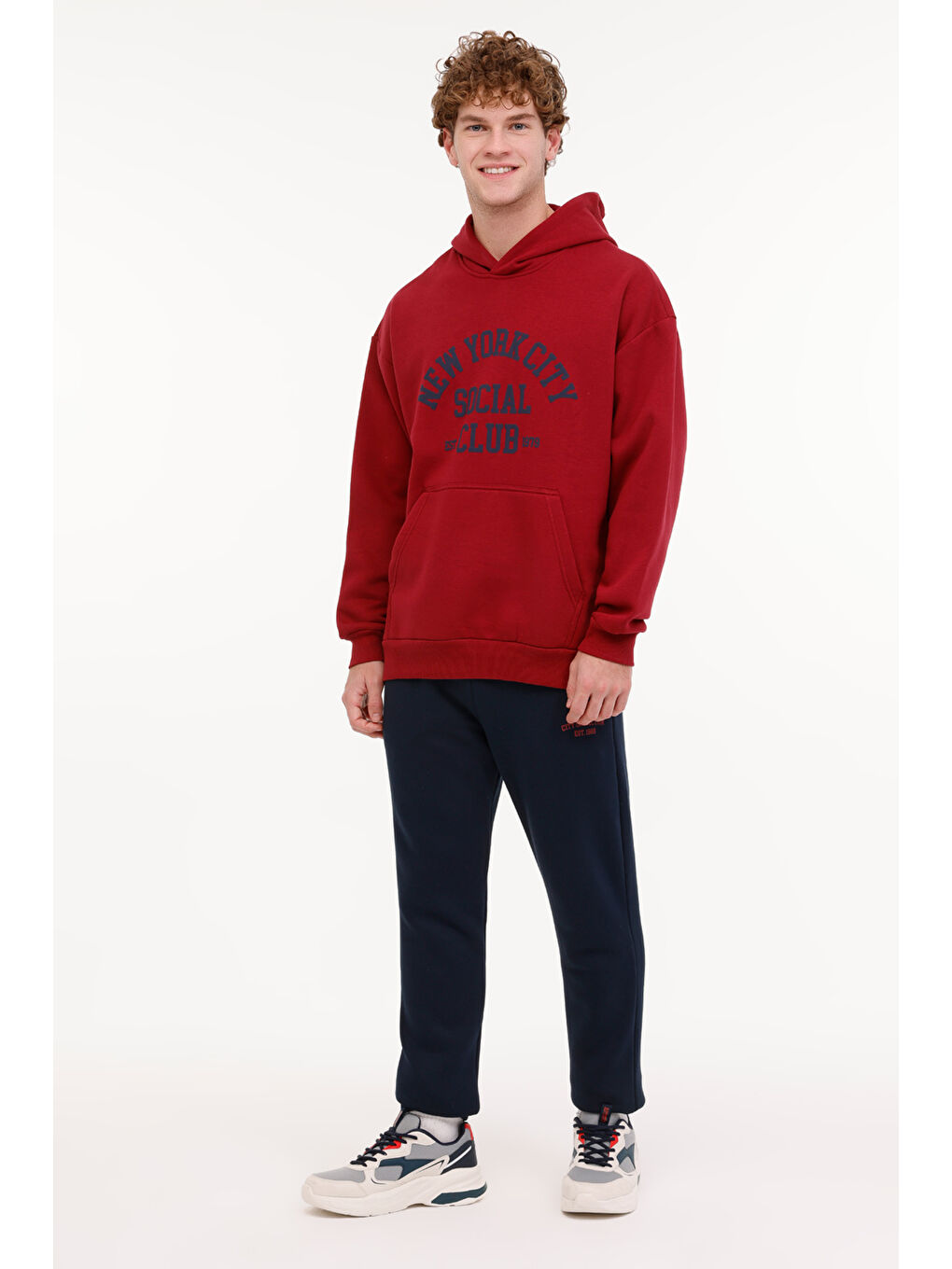ML MIKE 17CTY112 4PR Bordo Erkek Kapüşonlu Sweatshirt-2