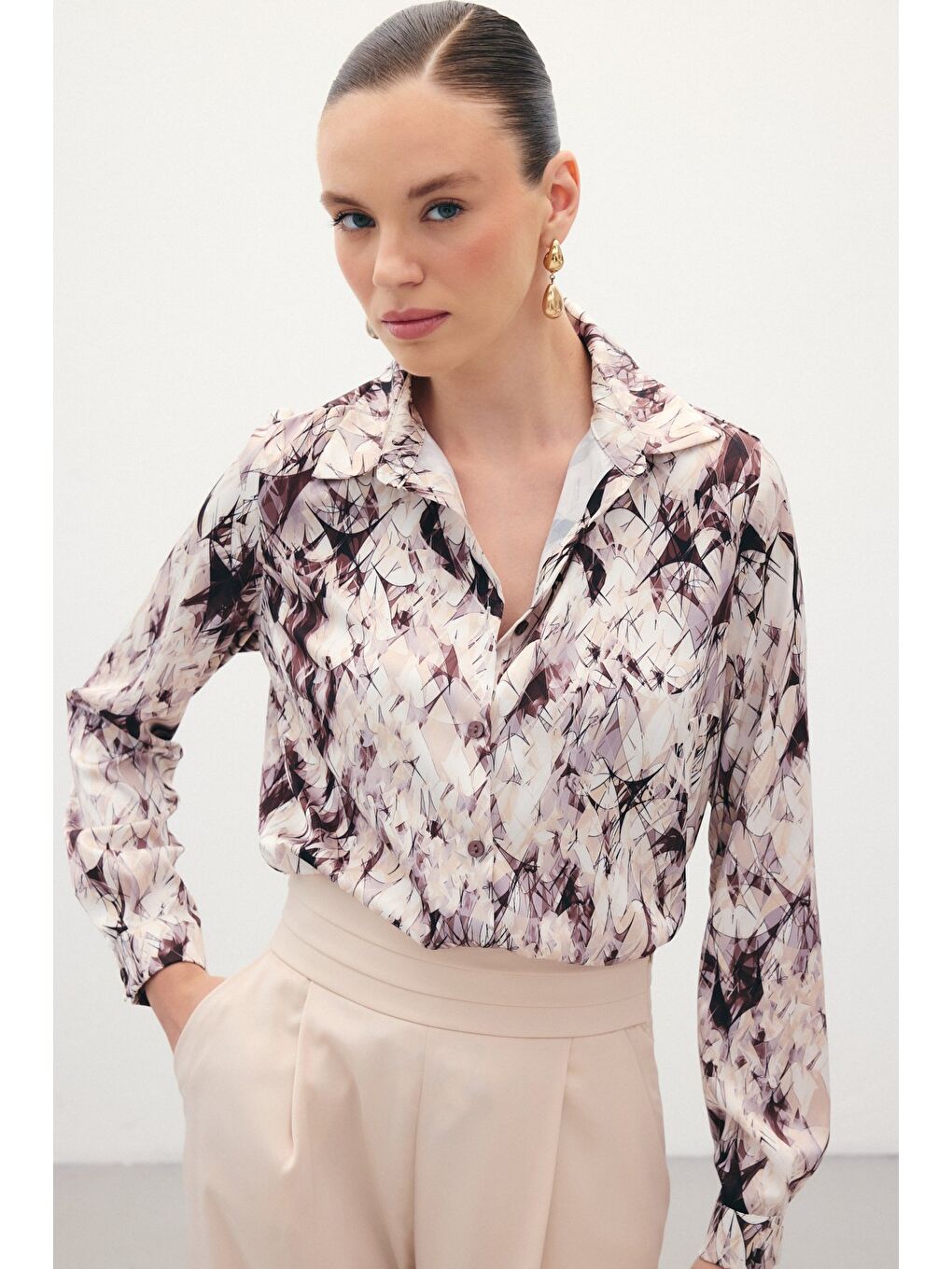 Kahverengi Klasik Desenli Gömlek - Kahve-4