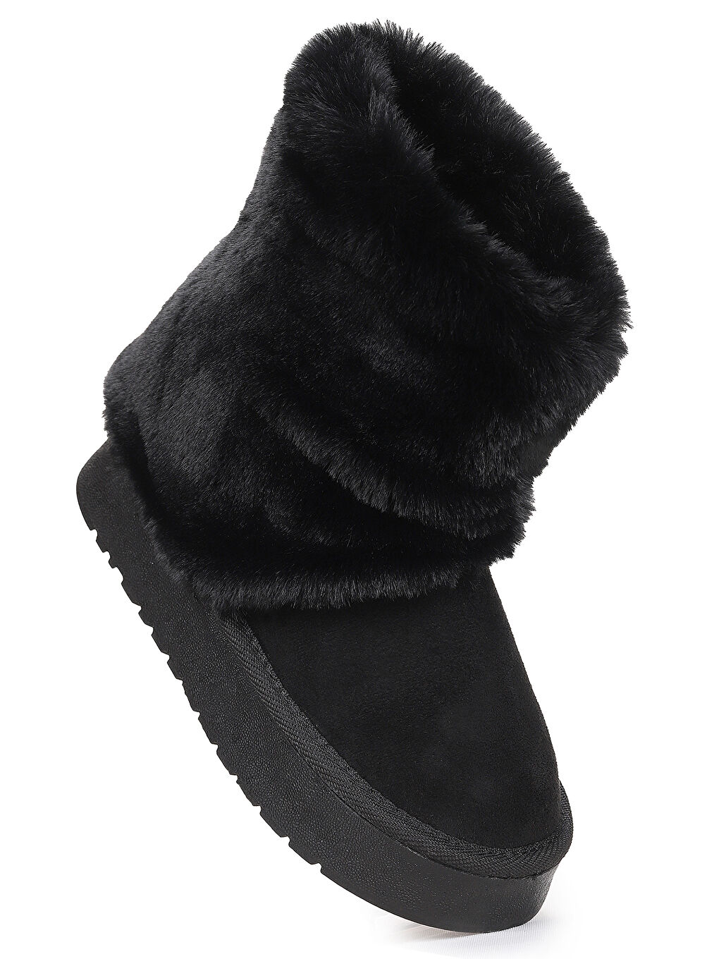 Siyah Nera Kürklü Kız Çocuk Süet Bot Ayakkabı