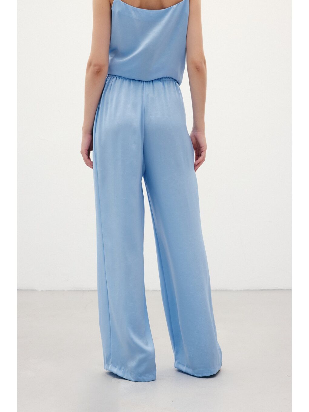 Bağcıklı Salaş Pantolon - Mavi-6