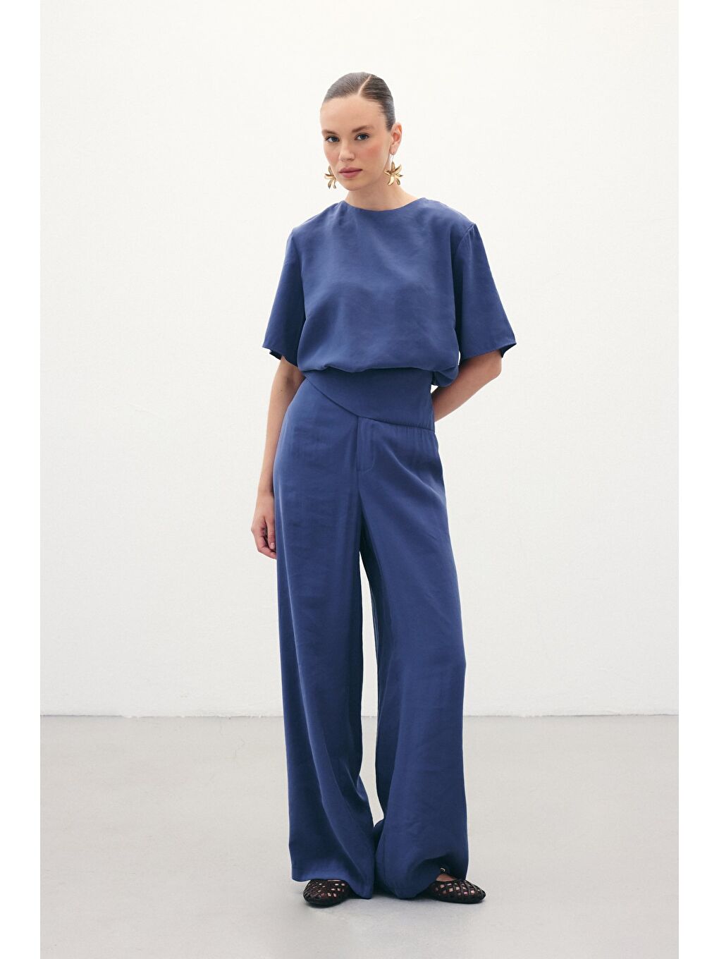 Kemer Detaylı Modal Pantolon - İndigo