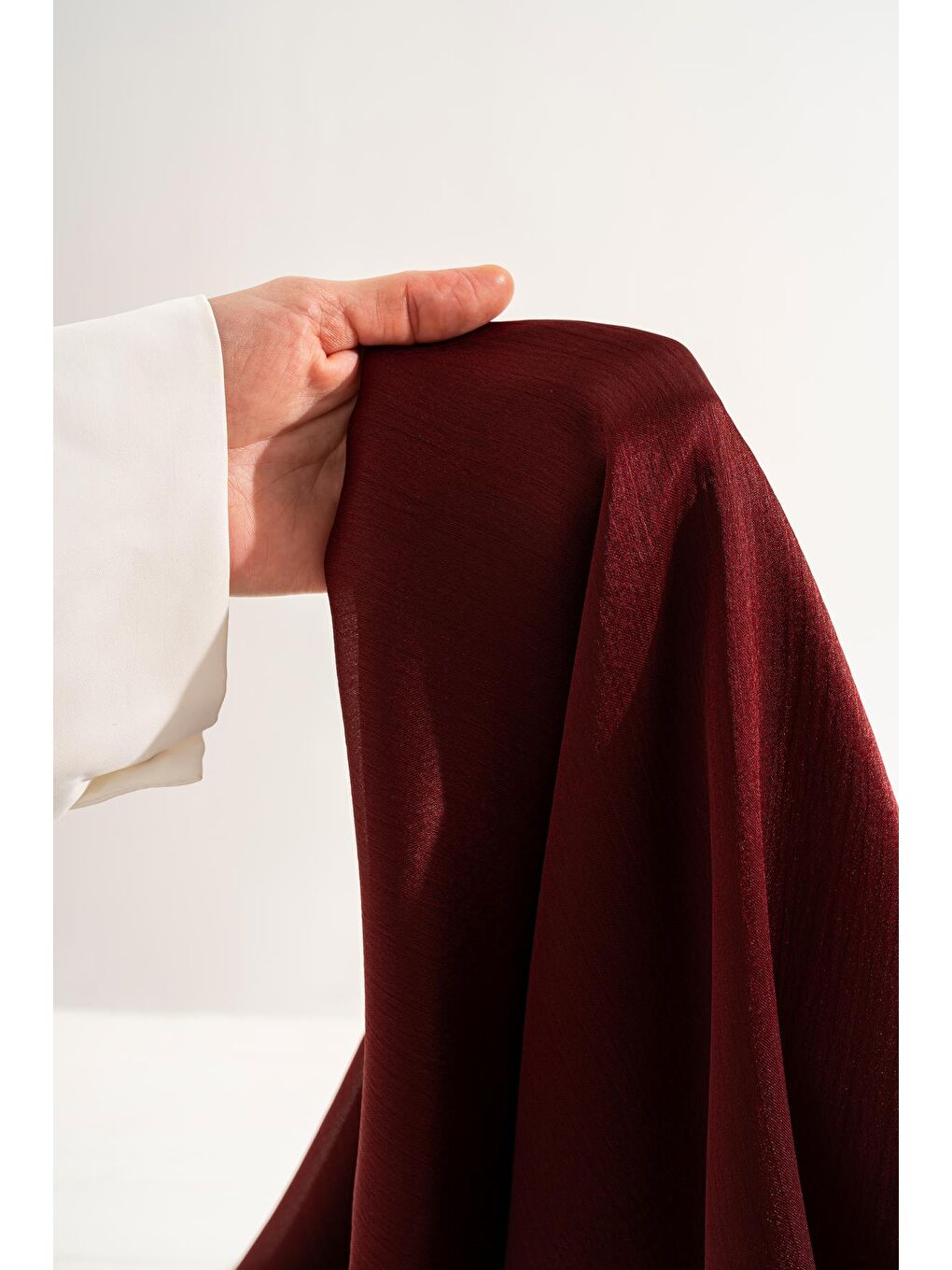 Bordo Kadın Kırışmaz Janjan Şal 185*70 Cm-2