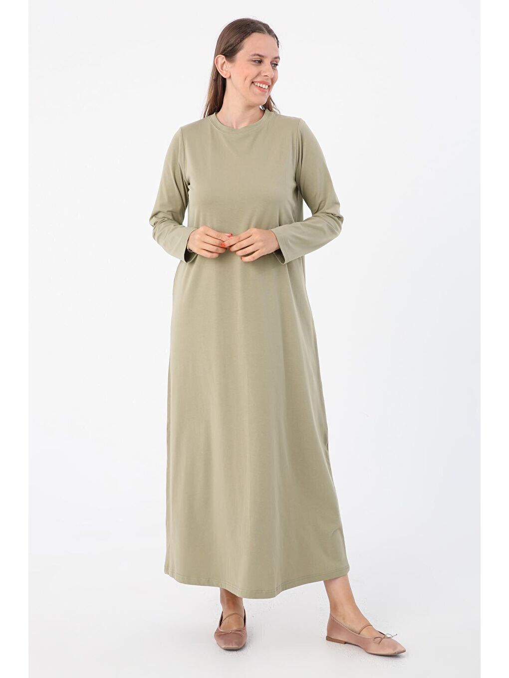 Yeşil Defne Uzun Kollu İçlik Elbise-2