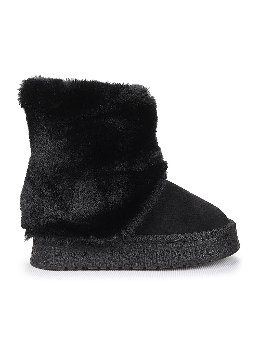 Siyah Nera Kürklü Kız Çocuk Süet Bot Ayakkabı-2