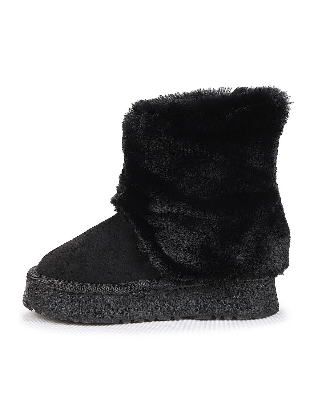 Siyah Nera Kürklü Kız Çocuk Süet Bot Ayakkabı-3
