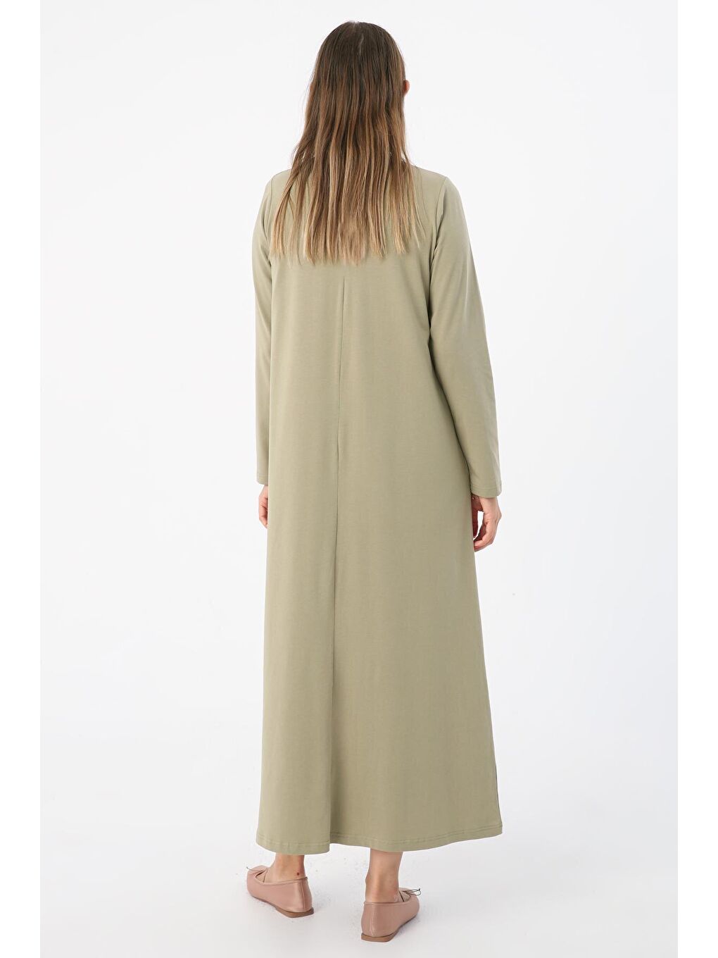 Yeşil Defne Uzun Kollu İçlik Elbise-3