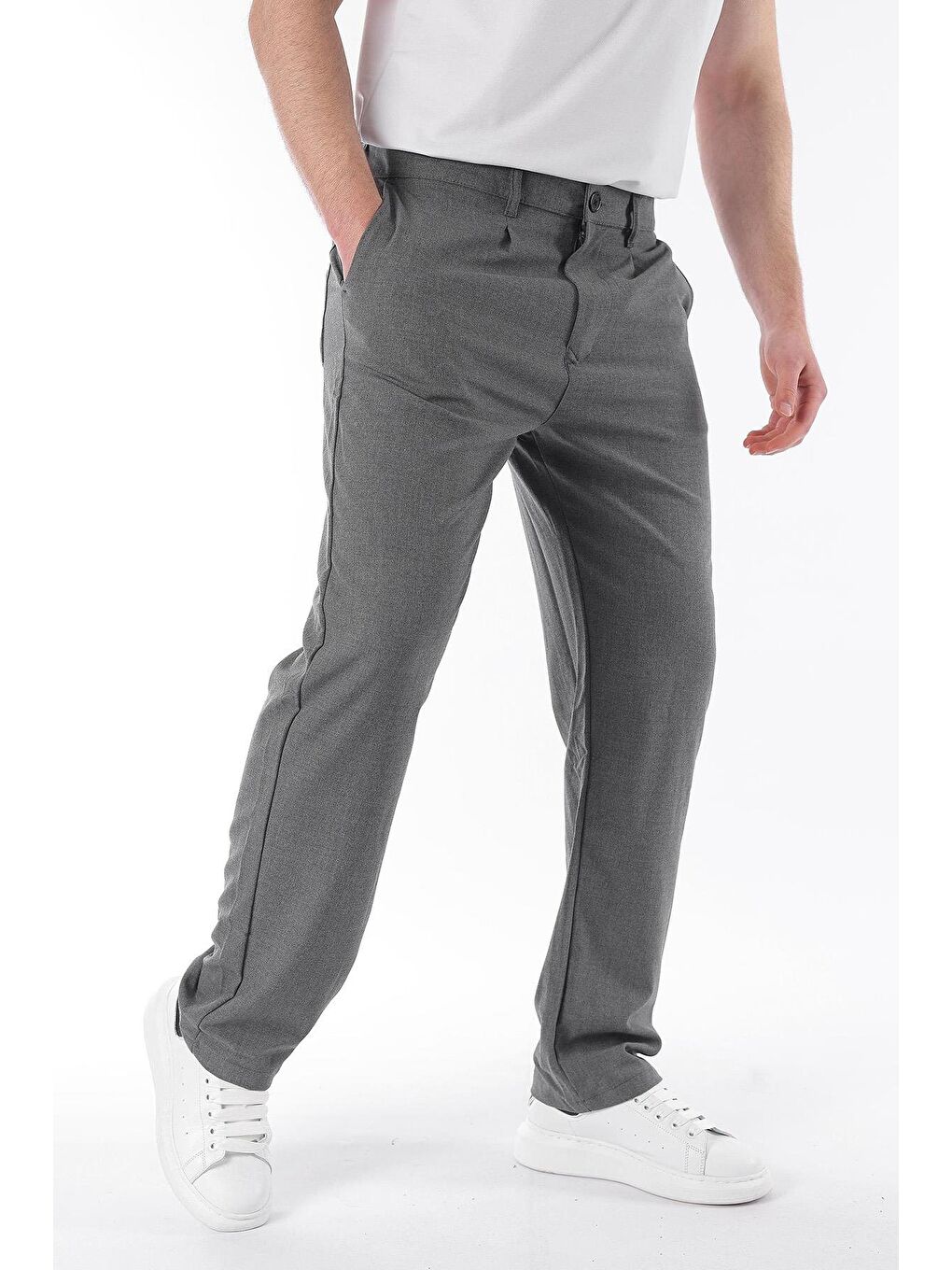 Antrasit Regular Fit Düz Kesim Yan Cepli Erkek Pantolon 6540-2
