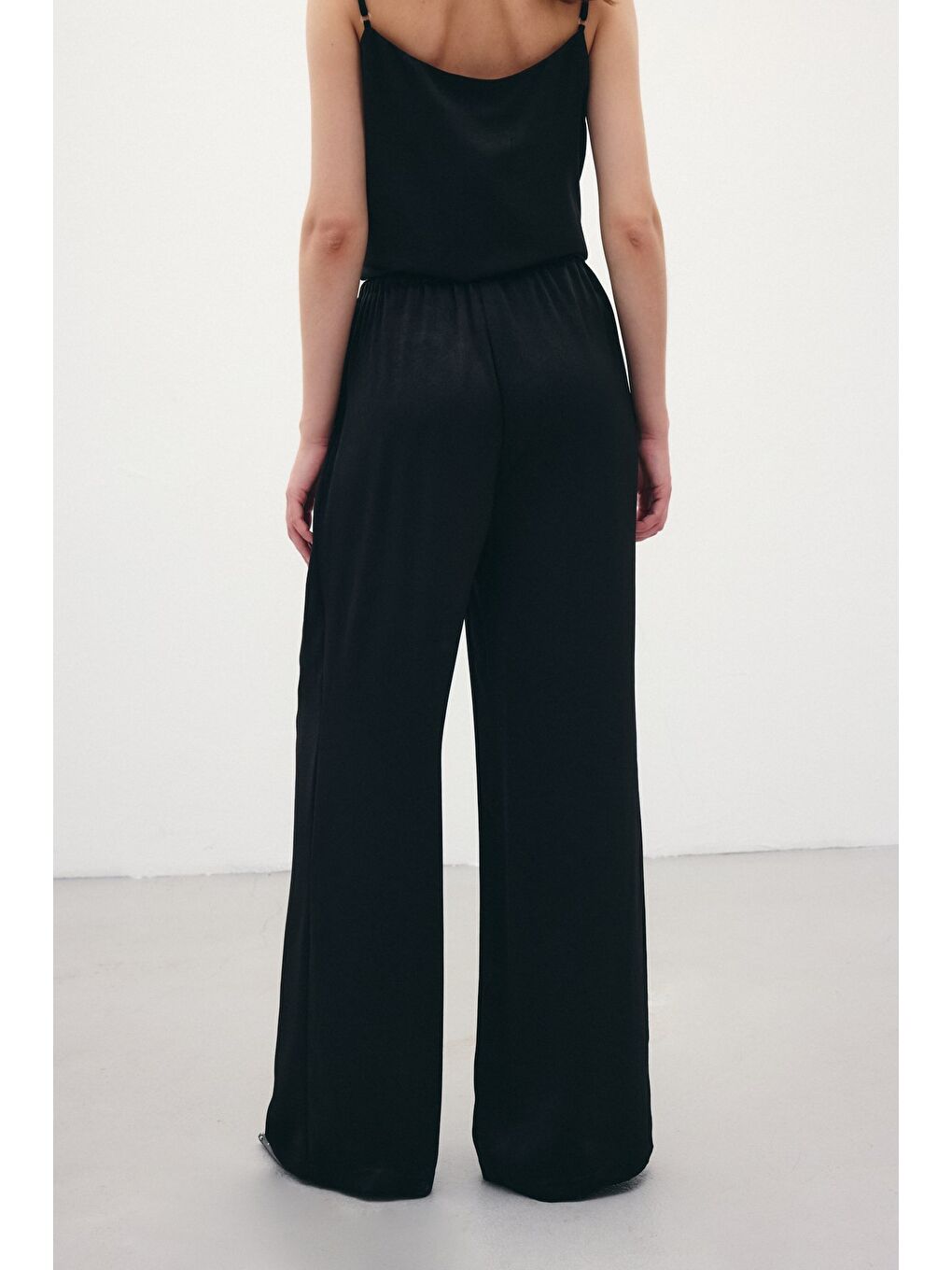 Bağcıklı Salaş Pantolon - Siyah-5