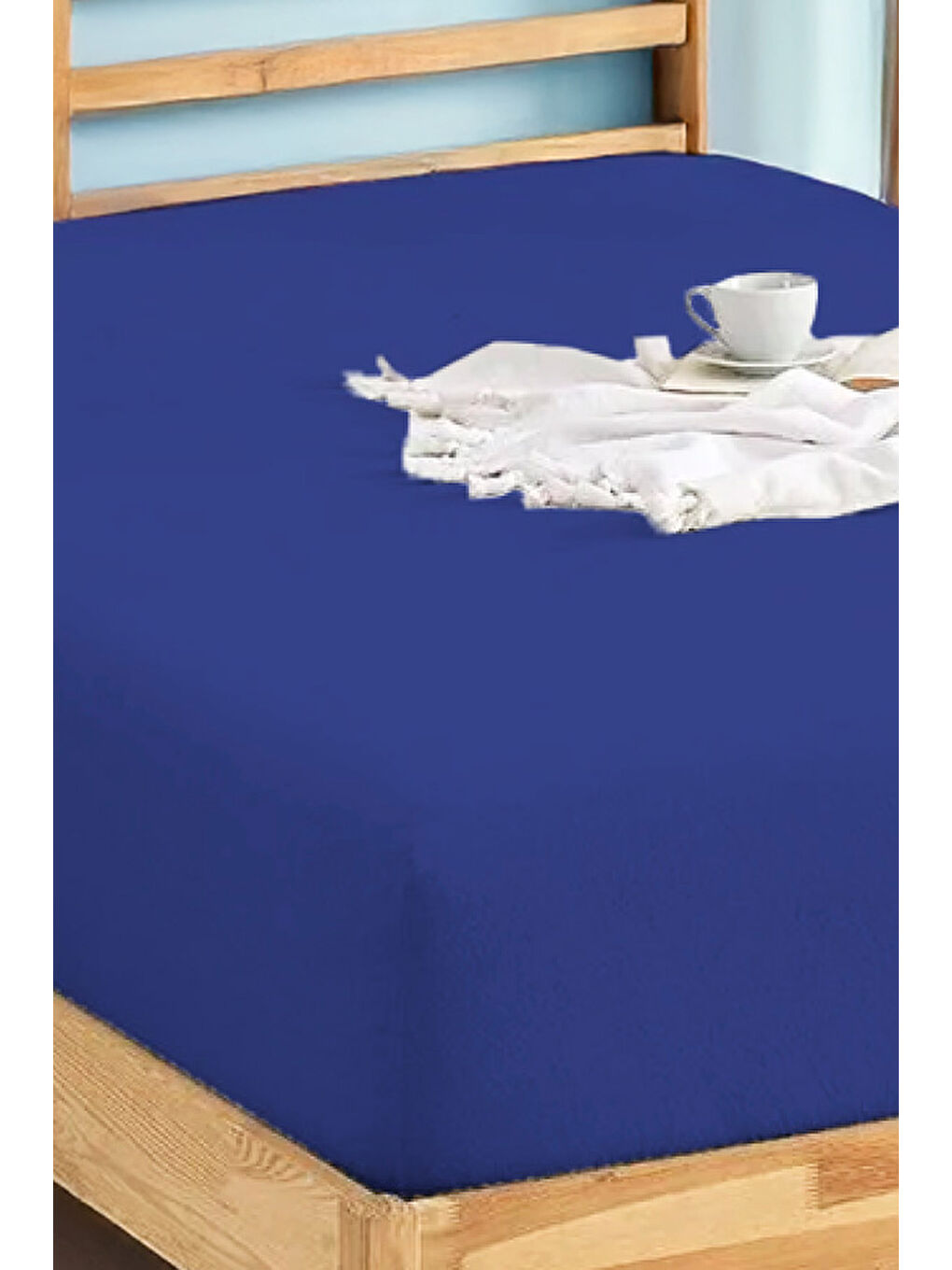 Penye Lastikli Çarşaf Pamuklu Jersey OrtaBoy Tek Kişilik 120x200cm Lacivert-2
