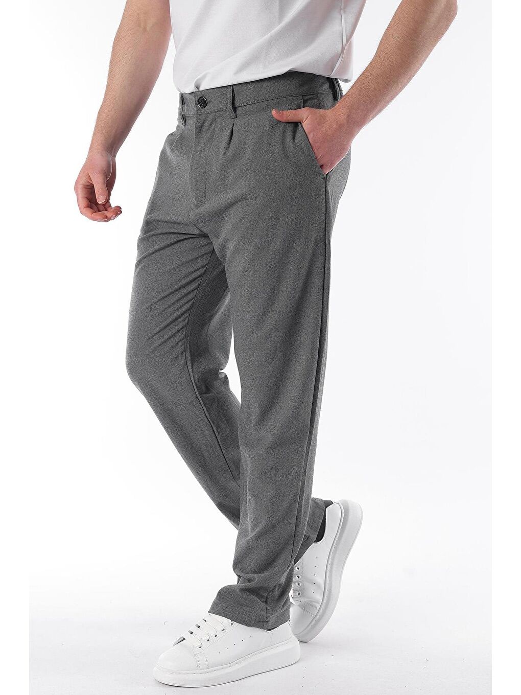 Antrasit Regular Fit Düz Kesim Yan Cepli Erkek Pantolon 6540-4