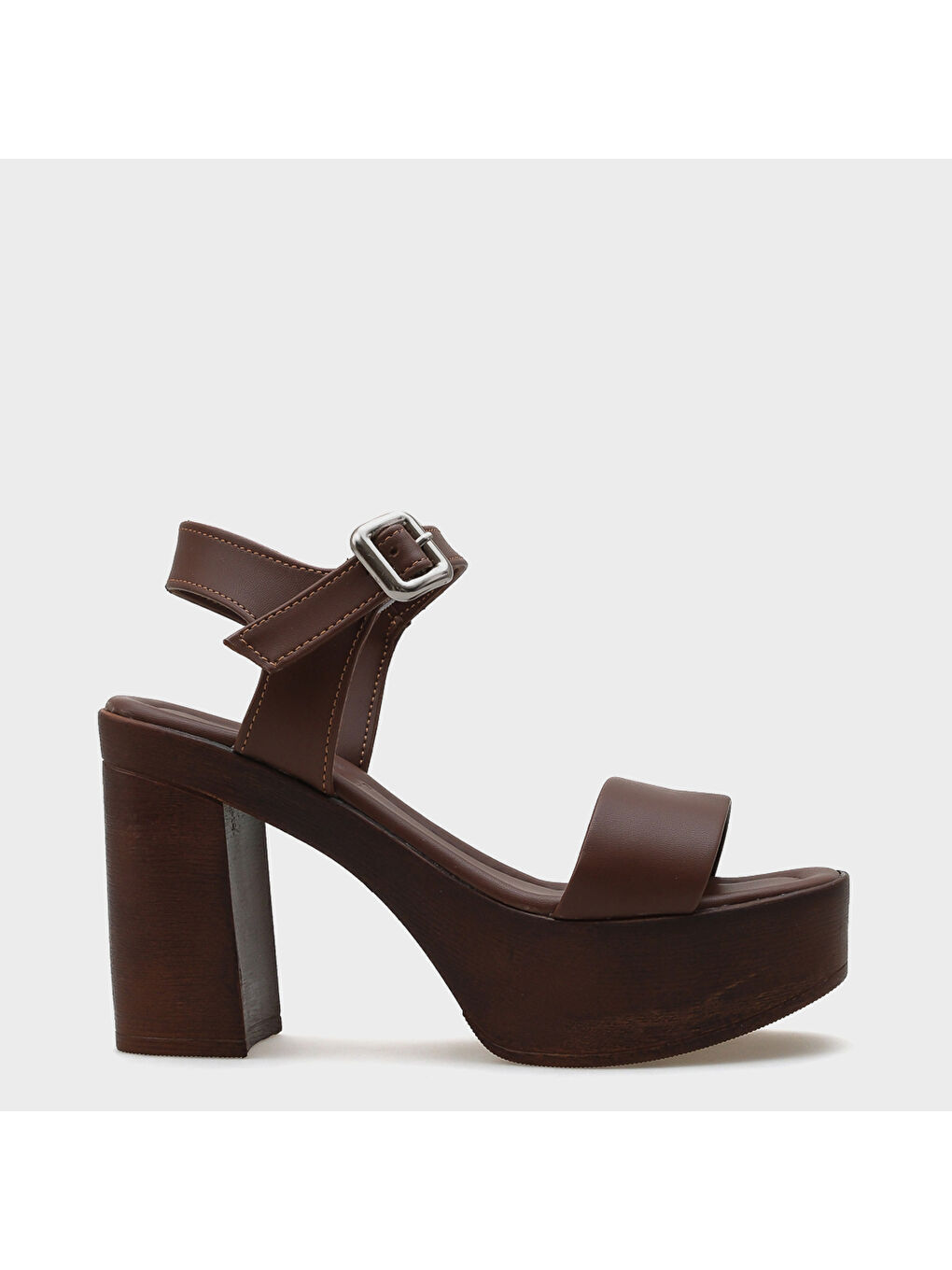 Kahverengi Dolores Platform Tek Bantlı Kadın Sandalet
