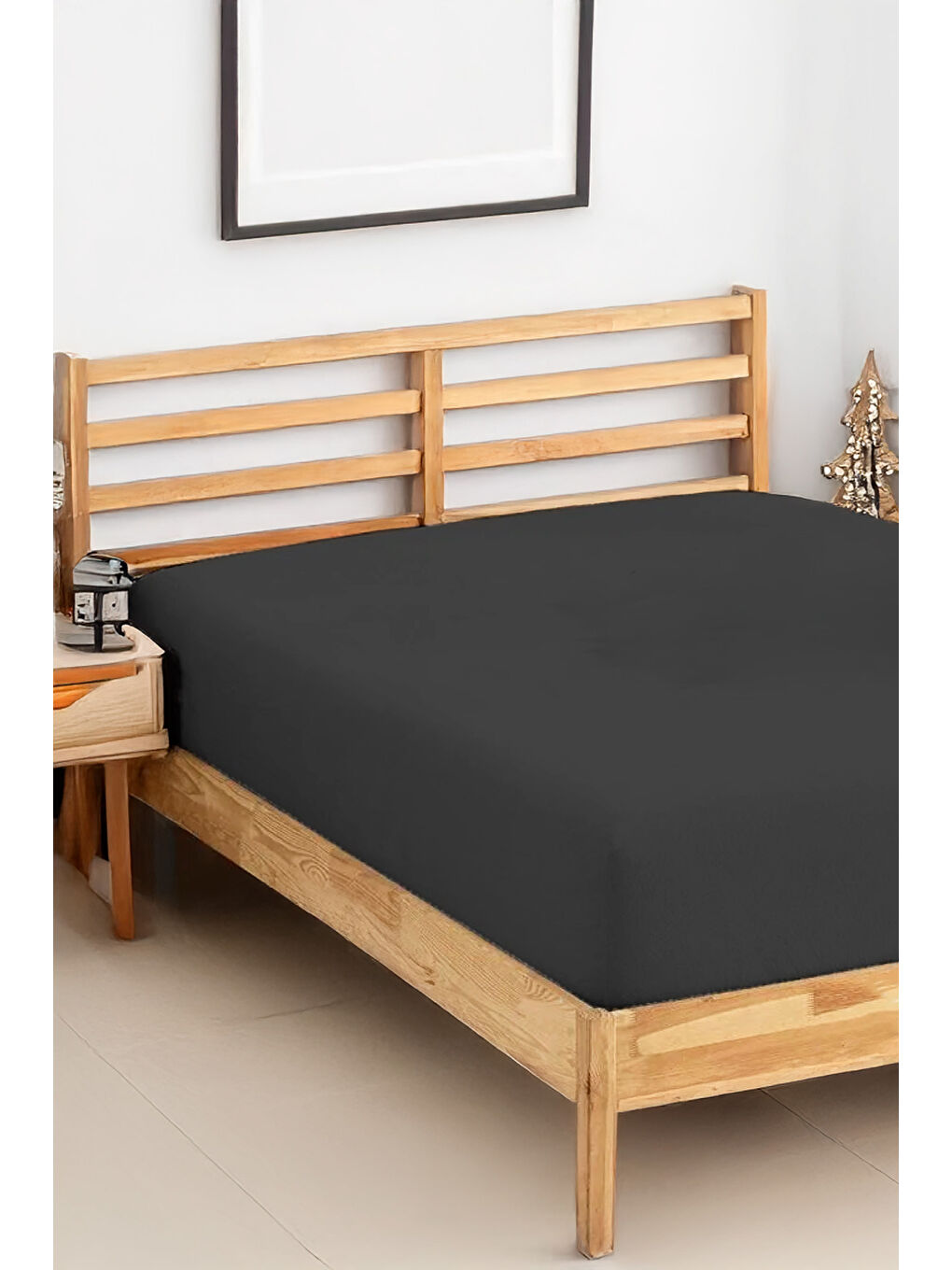 Penye Lastikli Çarşaf Pamuklu Jersey OrtaBoy Tek Kişilik 120x200cm Antrasit