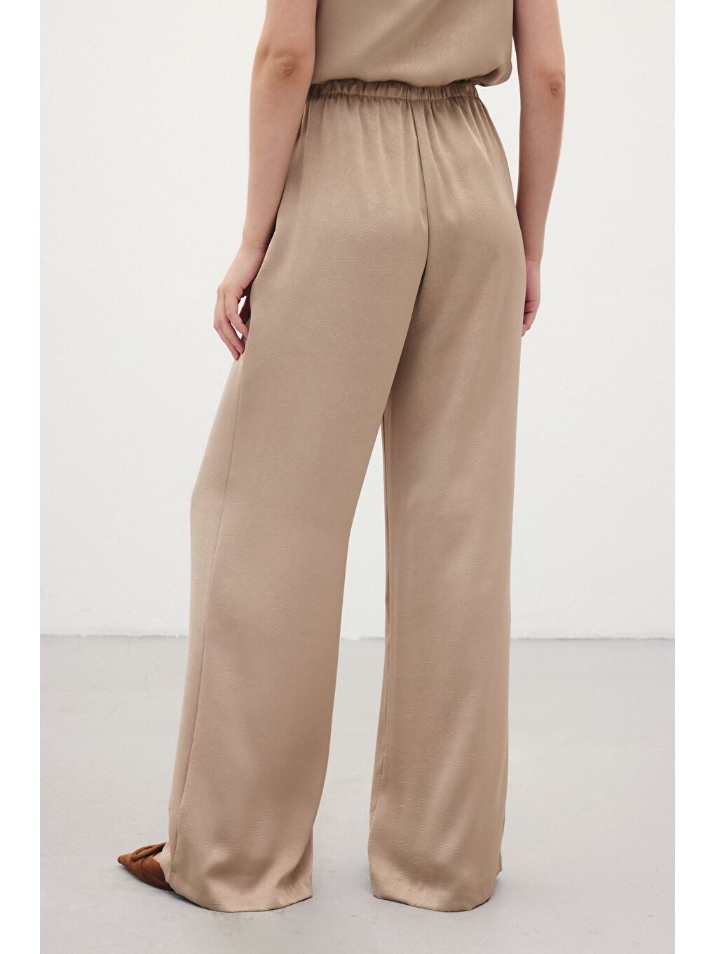 Bej Bağcıklı Salaş Pantolon - Vizon-6